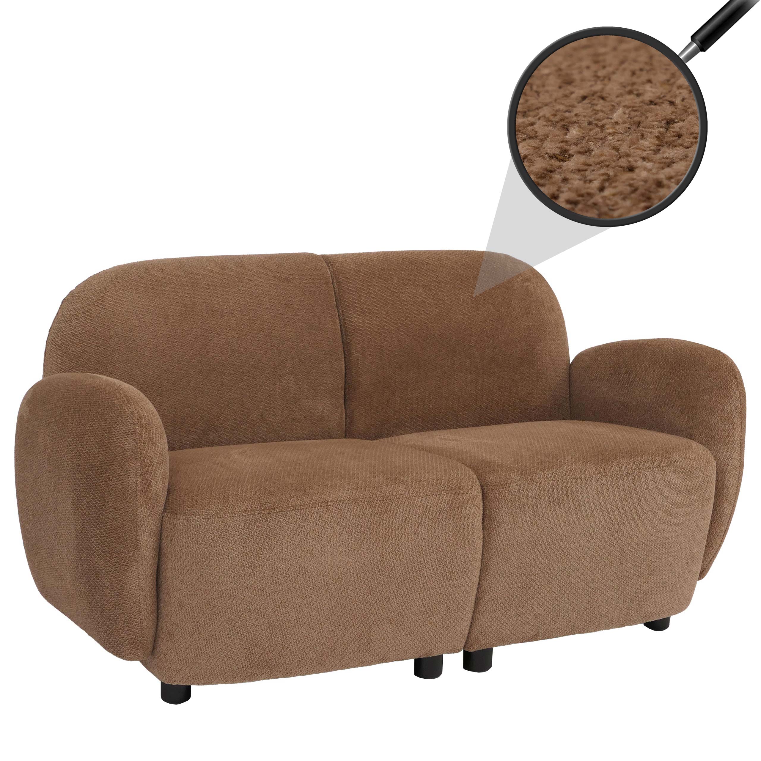 2er-Sofa MCW-P33, 2-Sitzer Couch Loungesofa, Stoff/Textil Chenille (330 g/m&sup2;) &Ouml;ko-Tex ~ braun - Bild 1