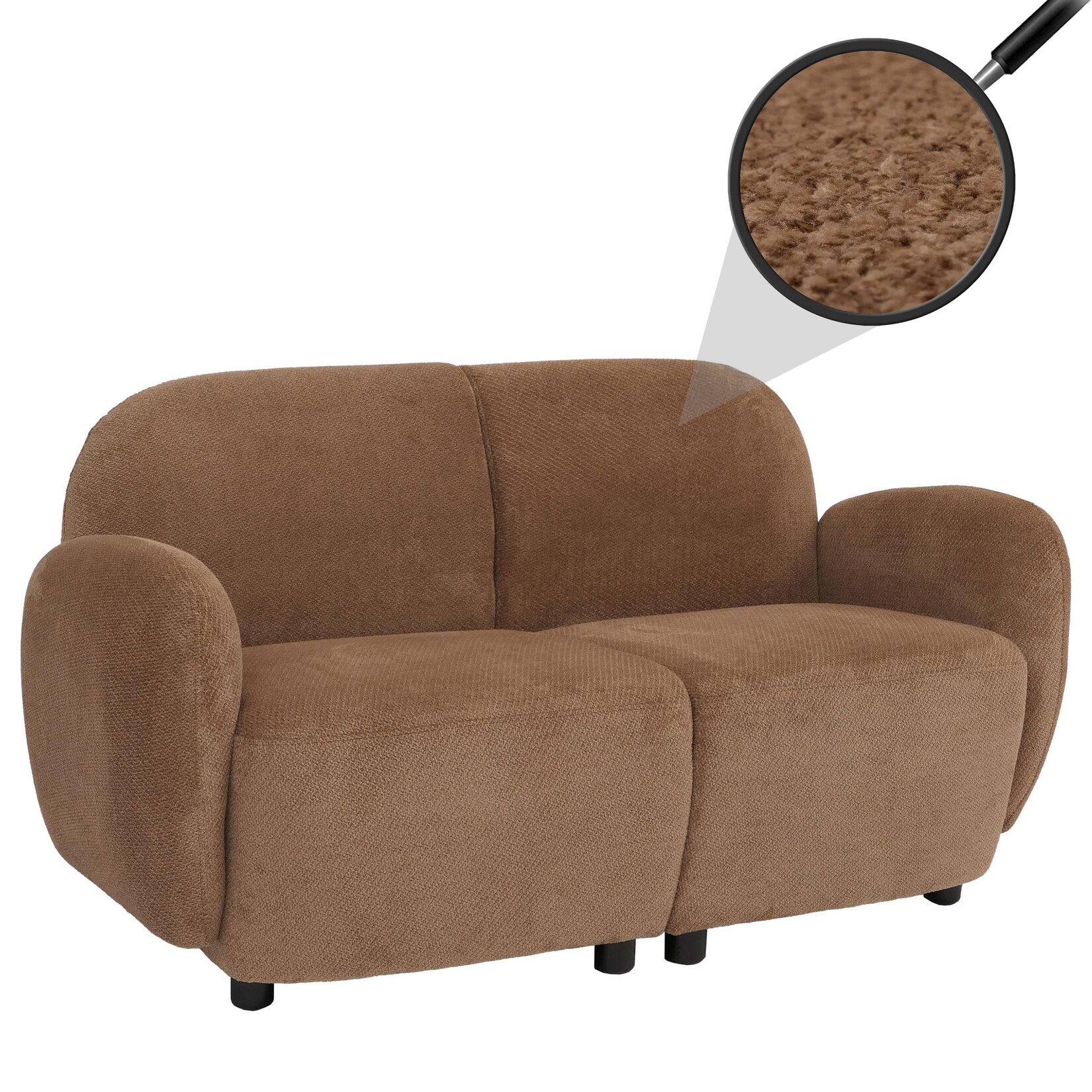 2er-Sofa MCW-P33, 2-Sitzer Couch Loungesofa, Stoff/Textil Chenille (330 g/m²) Öko-Tex ~ braun
