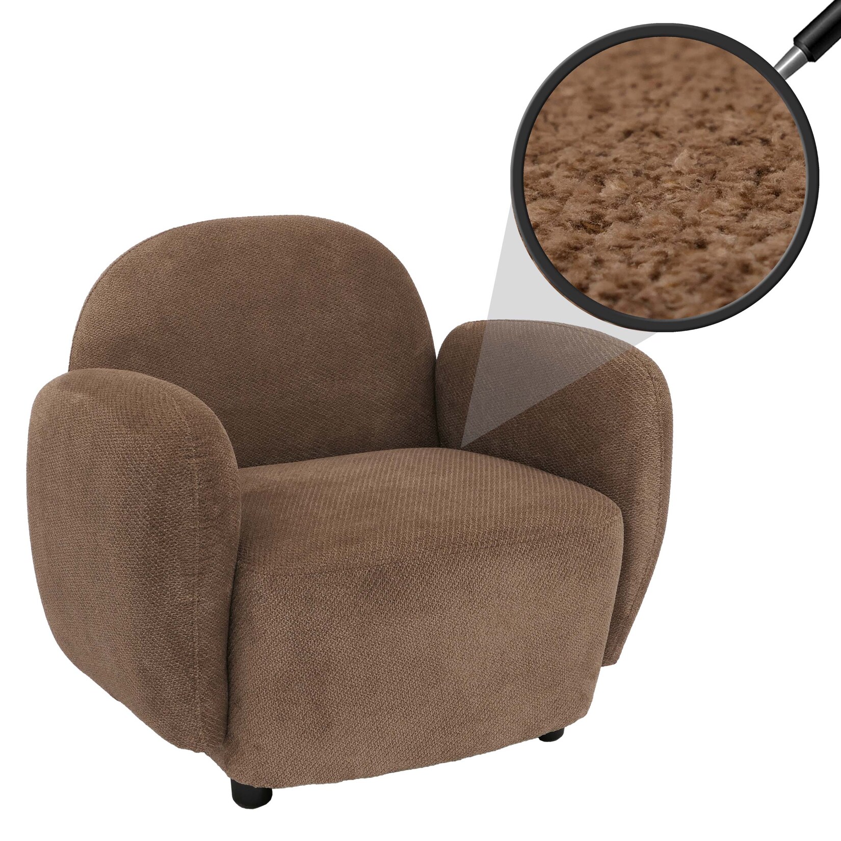 Sessel MCW-P33, Lounge-/Relax-/Cocktailsessel Polstersessel, Stoff/Textil Chenille (330 g/m²) Öko-Tex ~ braun