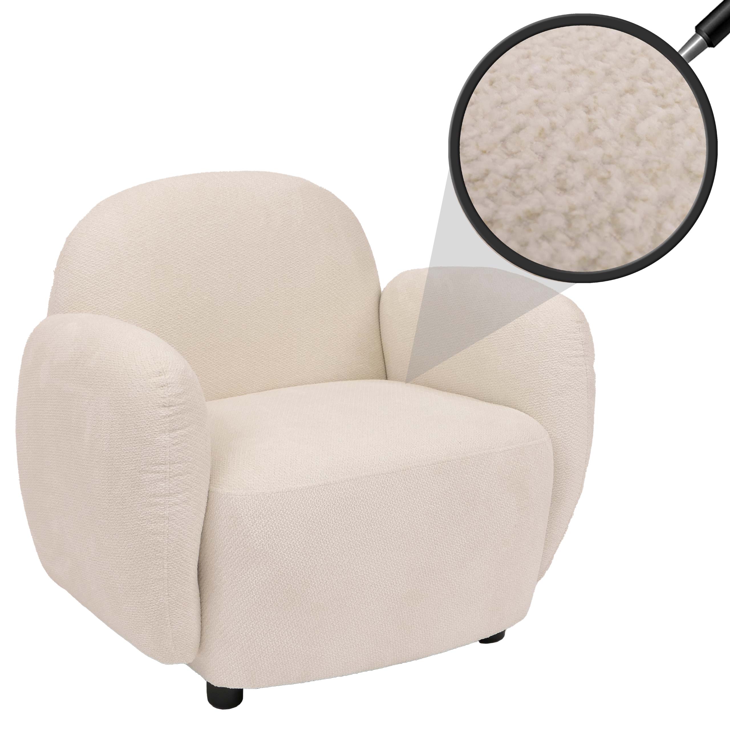 Sessel MCW-P33, Lounge-/Relax-/Cocktailsessel Polstersessel, Stoff/Textil Chenille (330 g/m&sup2;) &Ouml;ko-Tex ~ creme - Bild 1