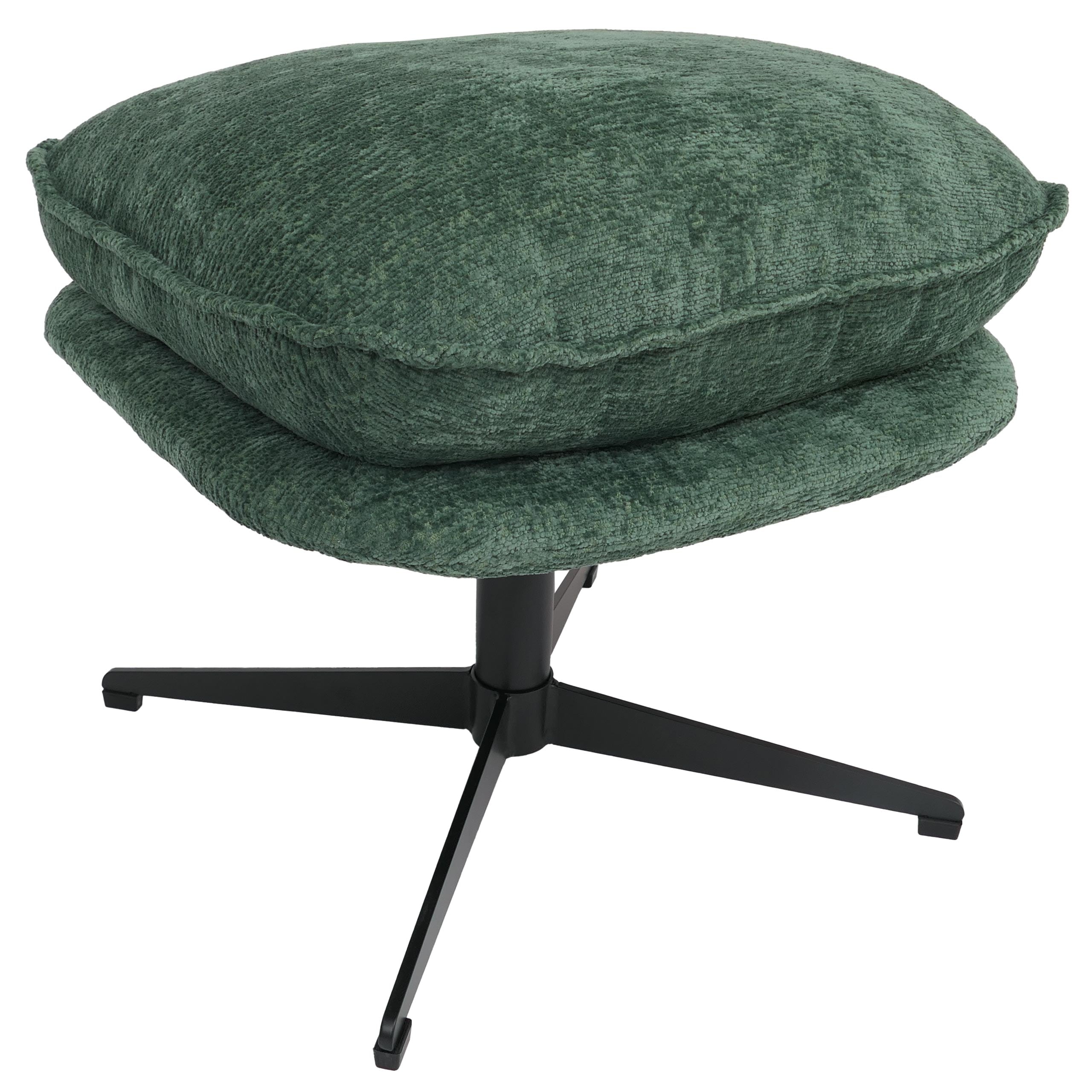 Hocker mit Polster MCWP32, Sitz-/Fu&szlig;hocker Fu&szlig;ablage Ottomane Stoff/Textil Chenille (370 g/m&sup2;) ~ gr&uuml;n - Bild 1