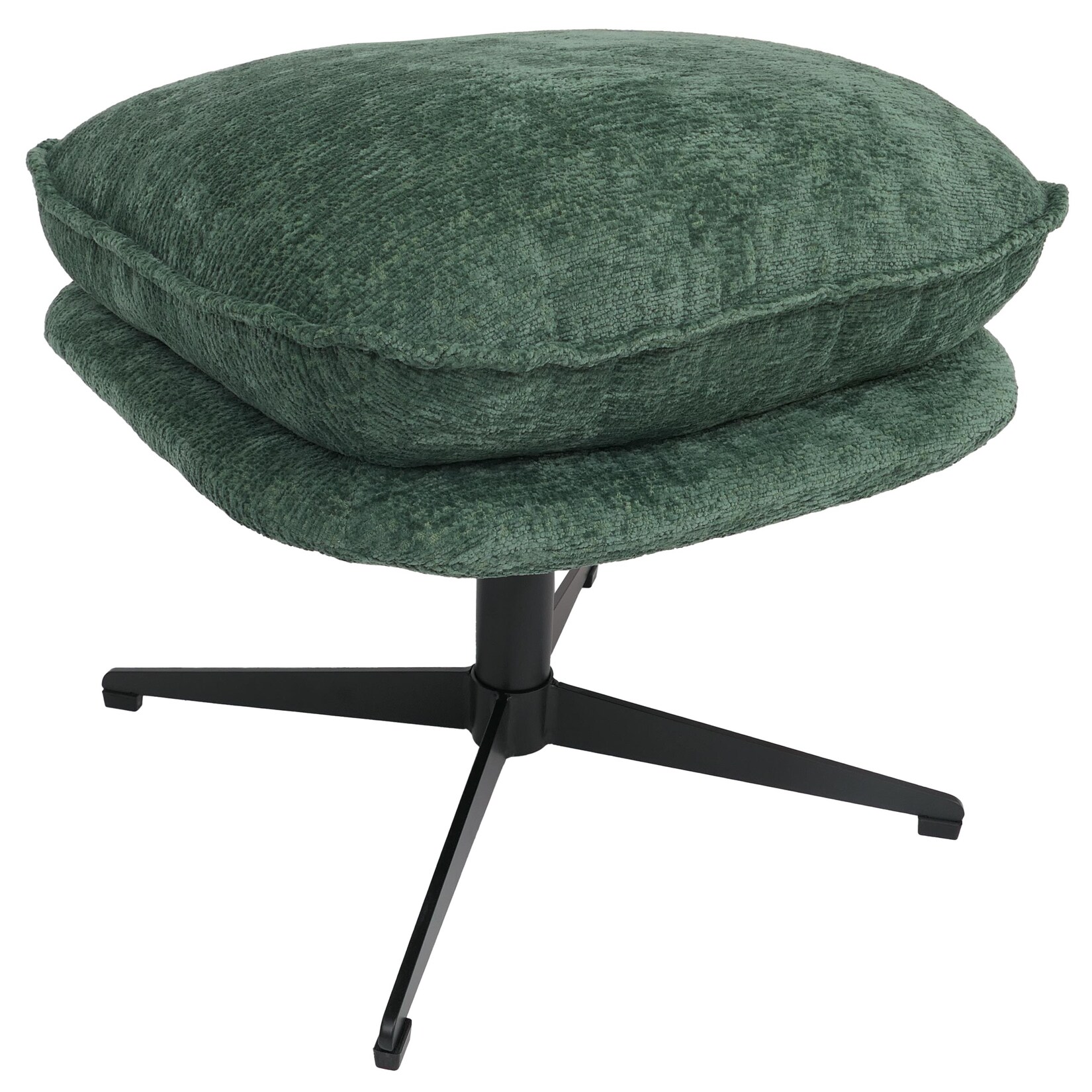 Hocker mit Polster MCWP32, Sitz-/Fußhocker Fußablage Ottomane Stoff/Textil Chenille (370 g/m²) ~ grün | 04057651801377