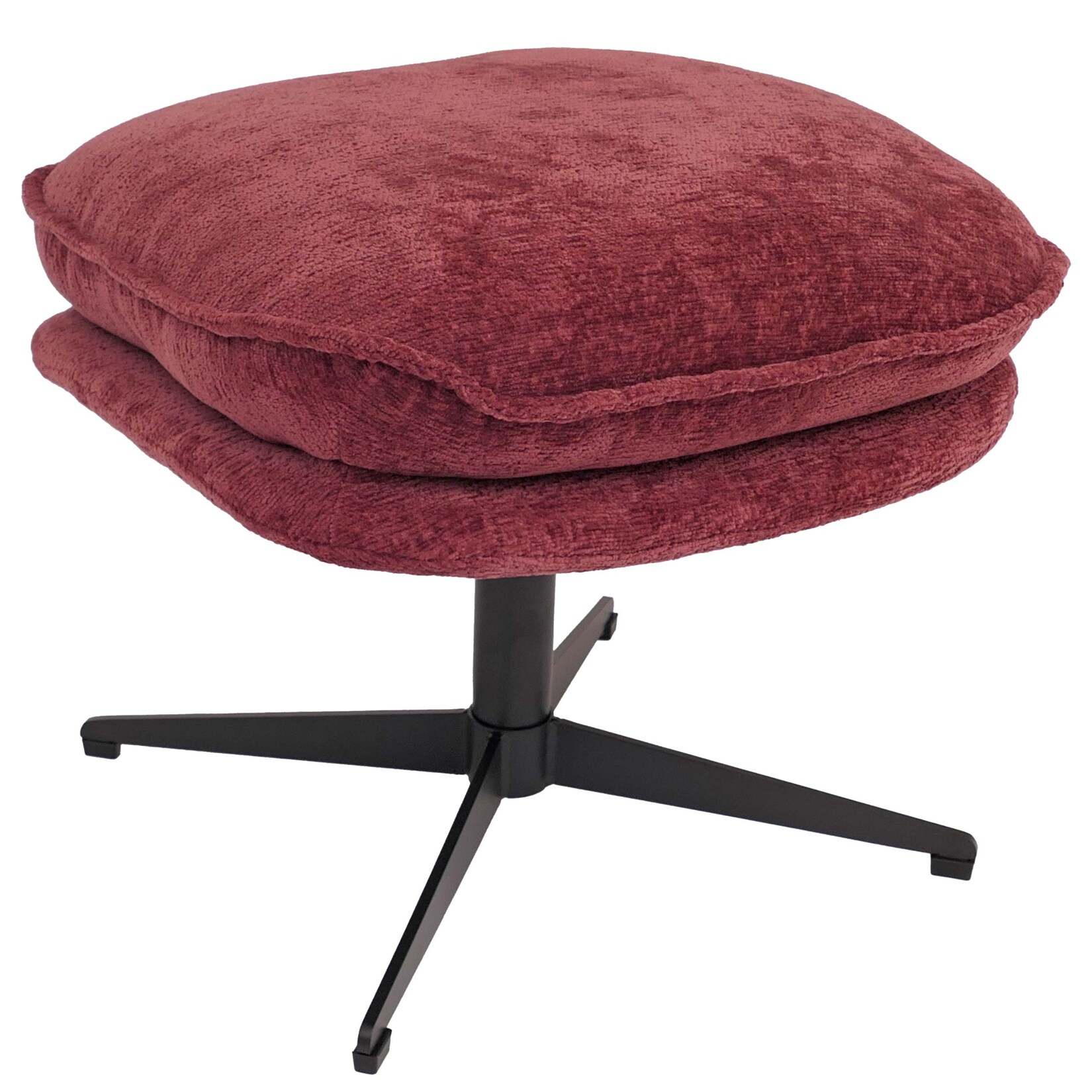 Hocker mit Polster MCWP32, Sitz-/Fußhocker Fußablage Ottomane Stoff/Textil Chenille (370 g/m²) ~ beere