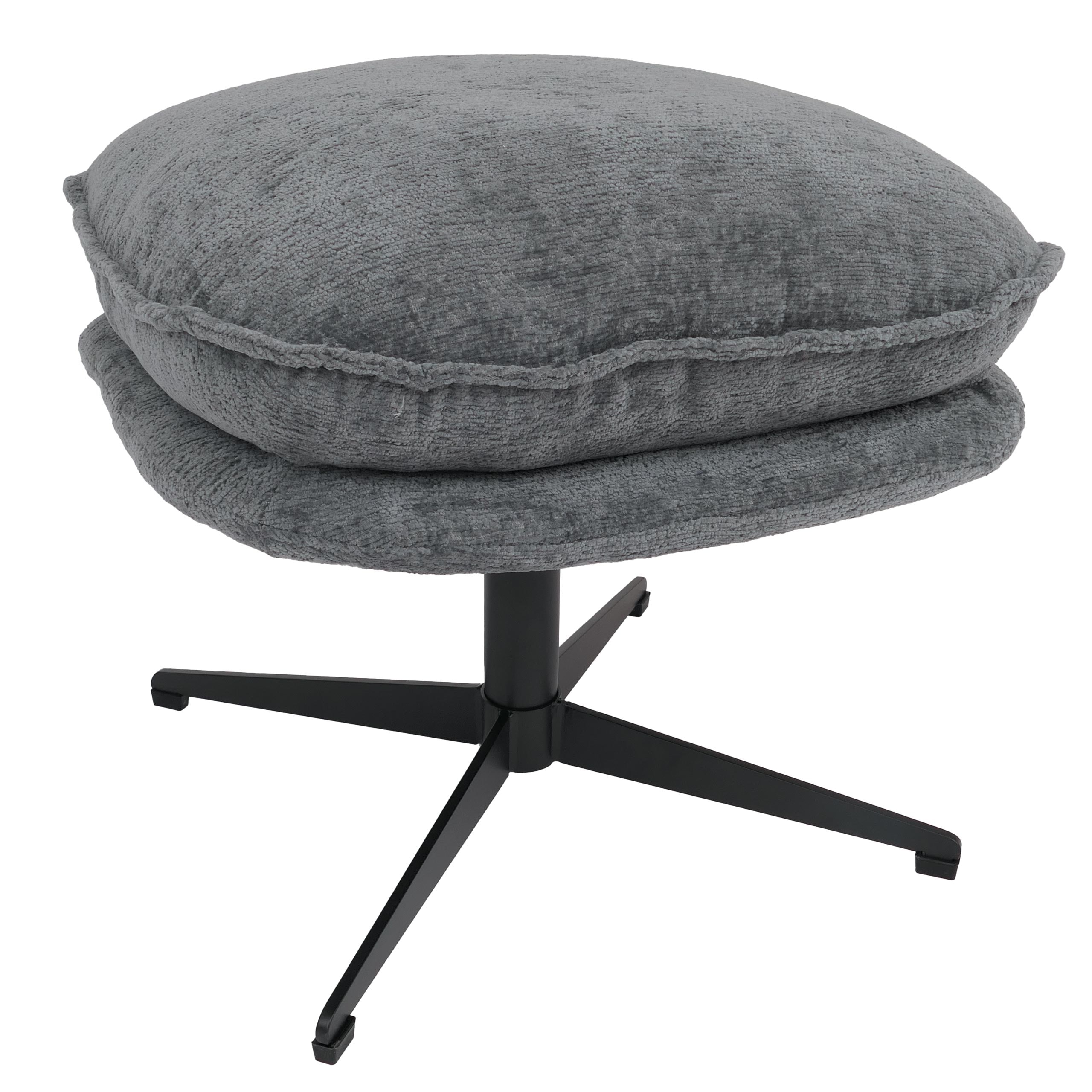 Hocker mit Polster MCW-P32, Sitz-/Fu&szlig;hocker Fu&szlig;ablage Ottomane Stoff/Textil Chenille (370 g/m&sup2;) ~ grau - Bild 1