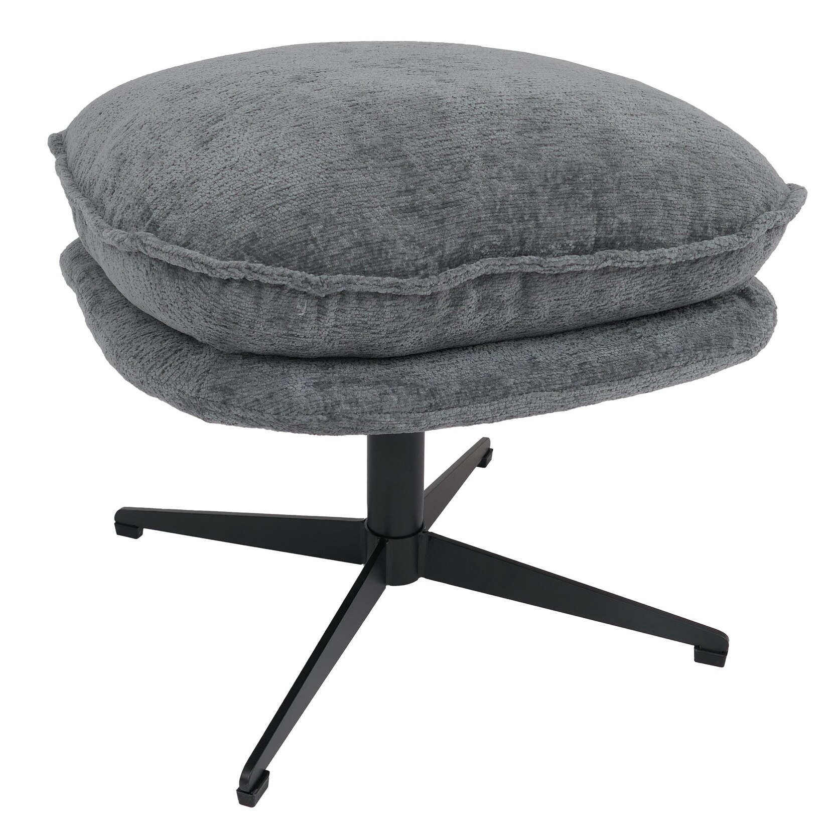 Hocker mit Polster MCW-P32, Sitz-/Fußhocker Fußablage Ottomane Stoff/Textil Chenille (370 g/m²) ~ grau