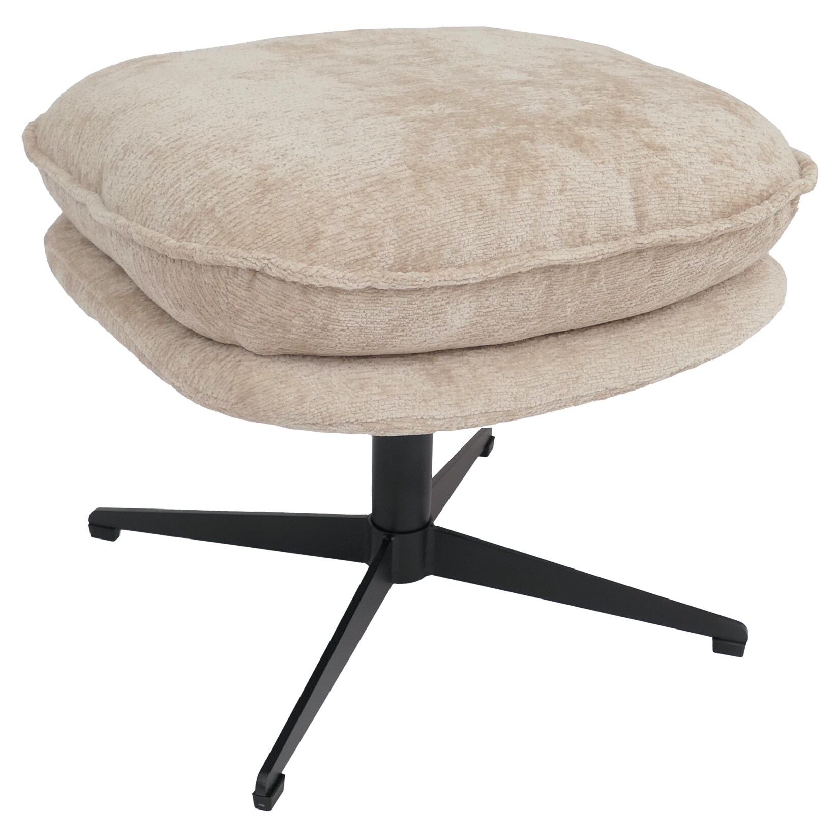 Hocker mit Polster MCW-P32, Sitz-/Fußhocker Fußablage Ottomane Stoff/Textil Chenille (370 g/m²) ~ creme
