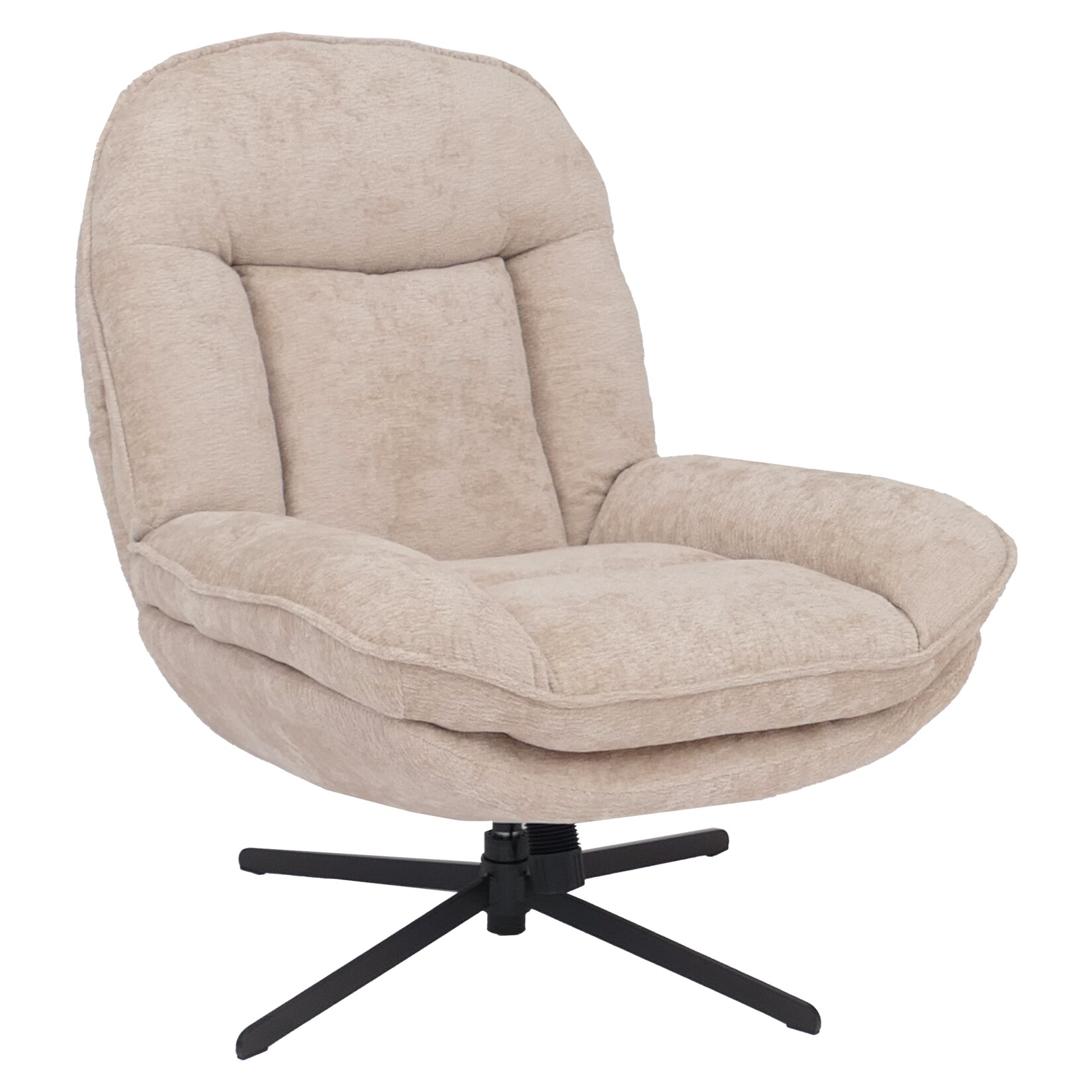 Relaxsessel MCW-P32, Fernsehsessel Nosagfederung Polstersessel, drehbar Metall Stoff/Textil Chenille (370 g/m²) ~ creme