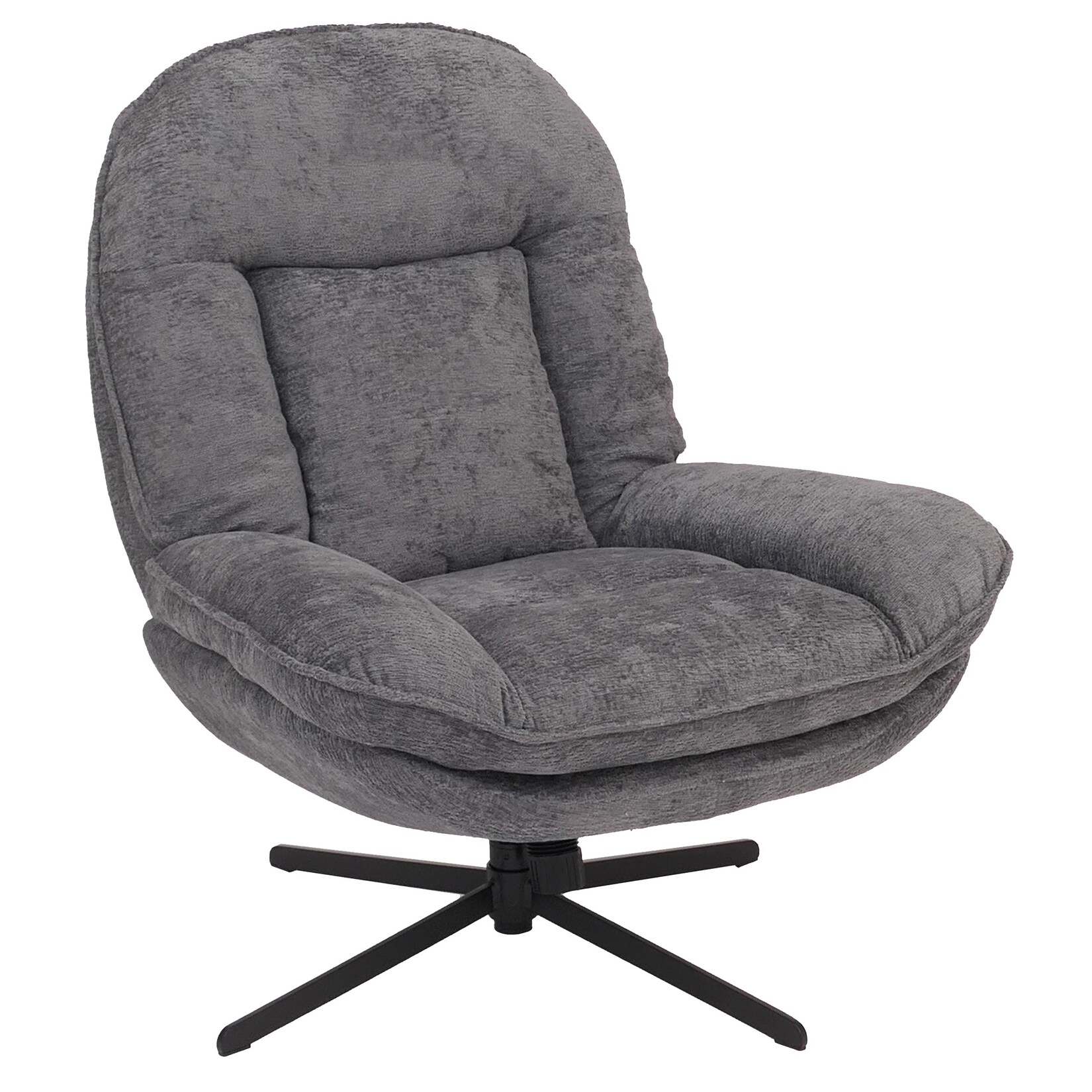 Relaxsessel MCW-P32, Fernsehsessel Nosagfederung Polstersessel, drehbar Metall Stoff/Textil Chenille (370 g/m²) ~ grau