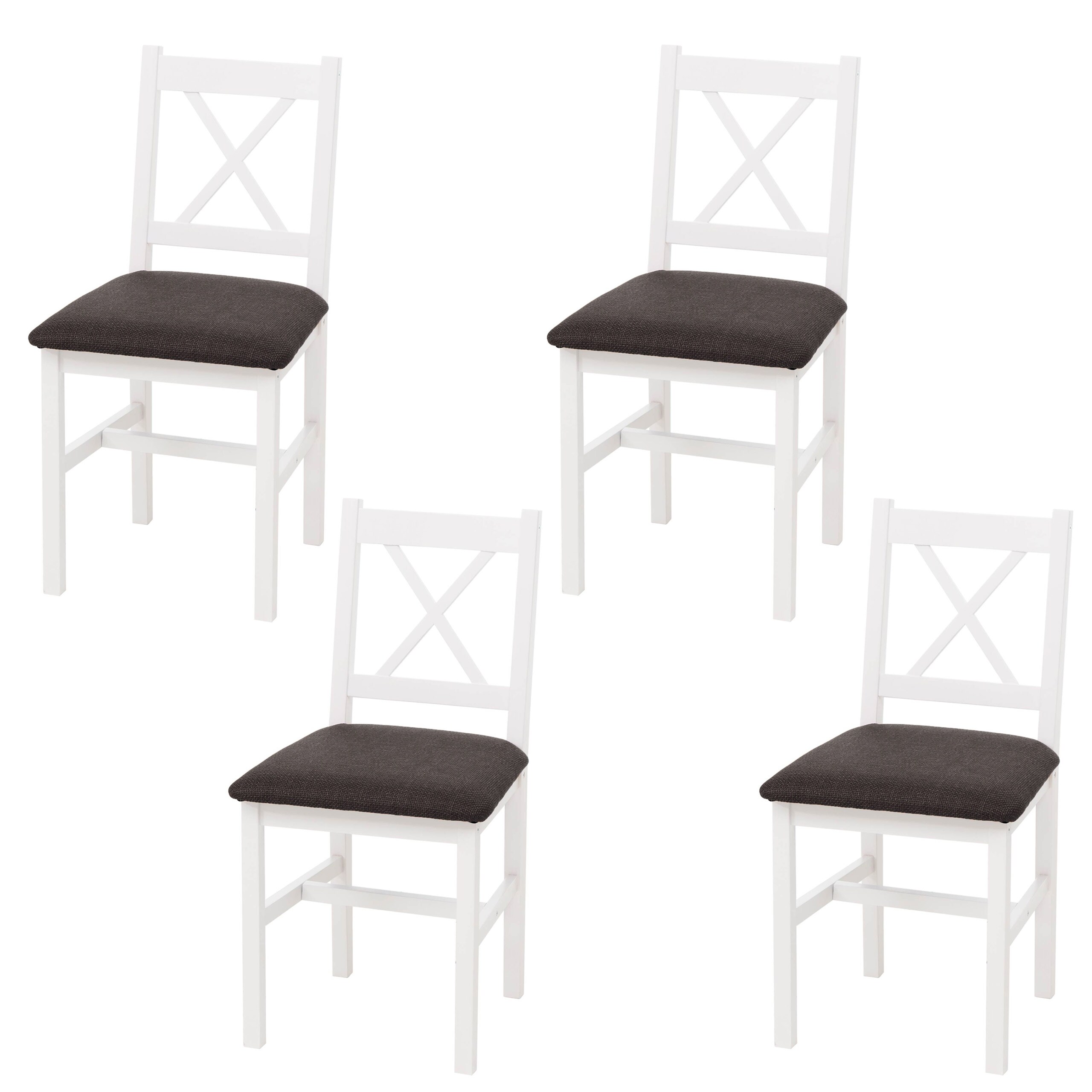 4er-Set Esszimmerstuhl MCW-F77, Lehnstuhl K&uuml;chenstuhl Stuhl, Massiv-Holz Stoff Landhaus ~ wei&szlig;, Polster schwarz - Bild 1