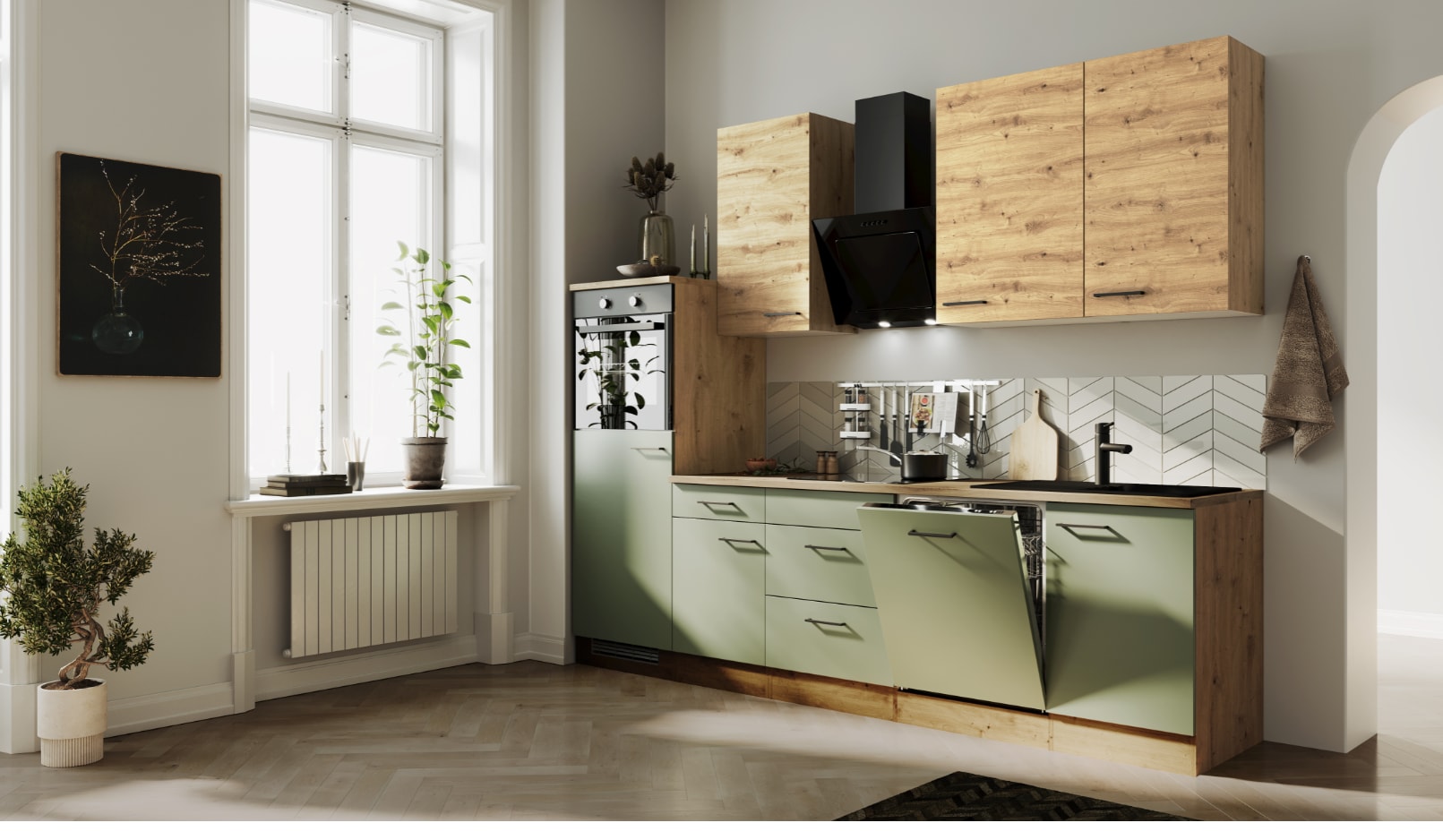 Flex-Well Cara Küchenzeile Schwarz Upgrade G-280-2315-085