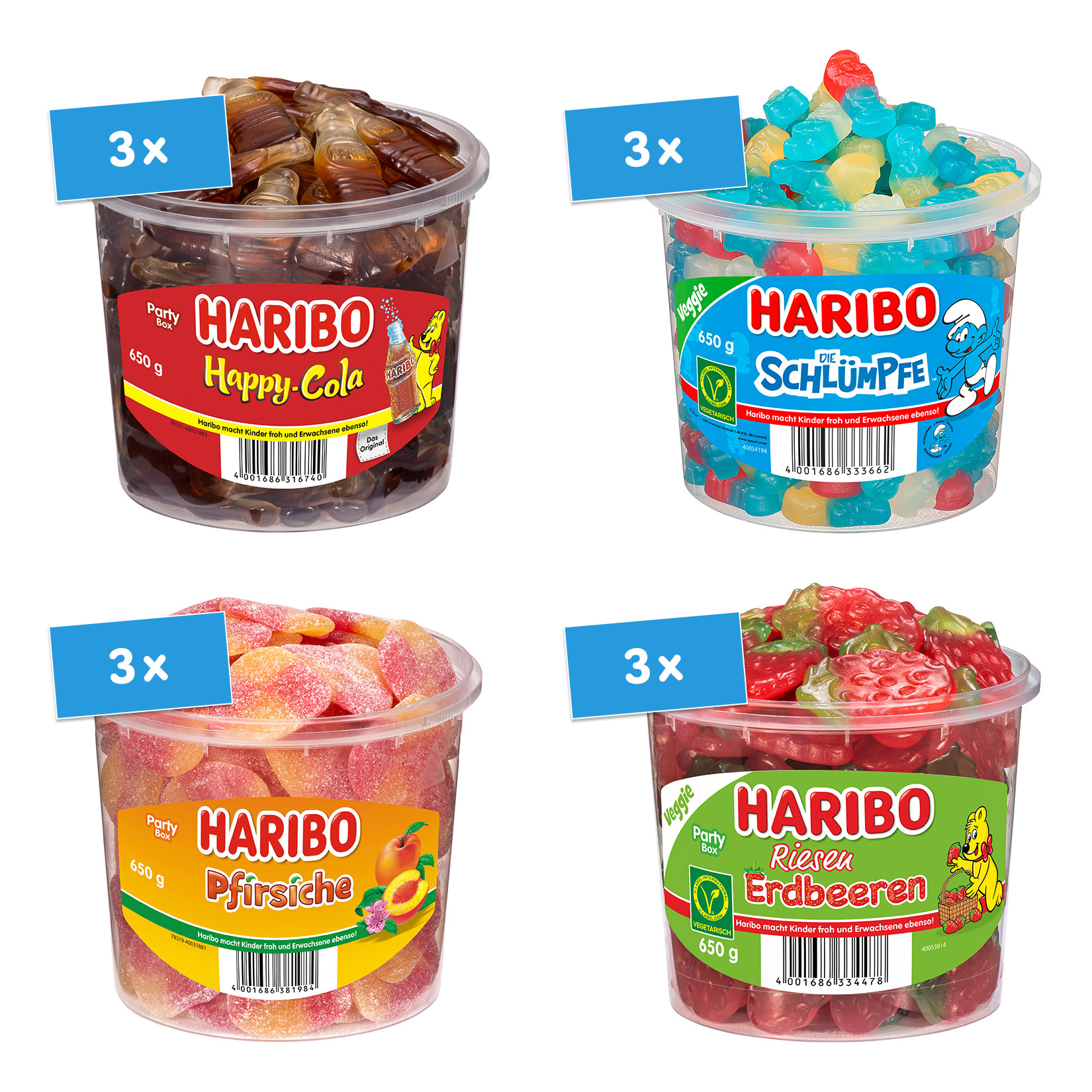 Haribo Fruchtgummi Dose versch. Sorten 650 g, 12er Pack - Bild 1