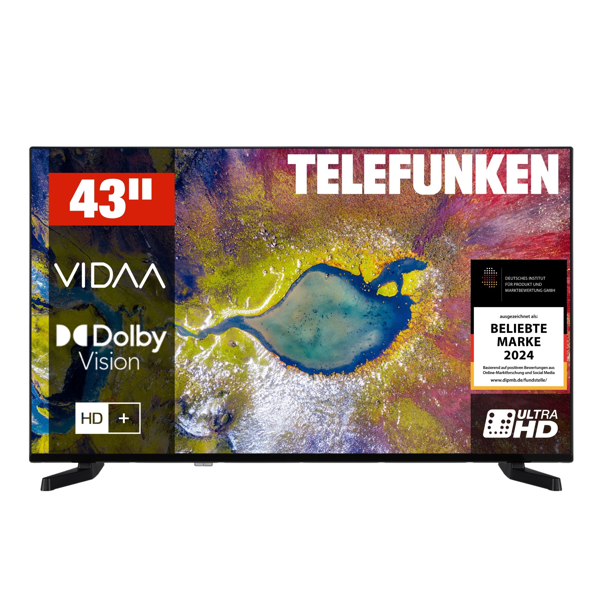 Telefunken D43U790B2CW Fernseher 43 Zoll Smart TV VIDAA (4K UHD, HDR Dolby Vision, HD+ 6 Monate, Triple-Tuner) - Bild 1