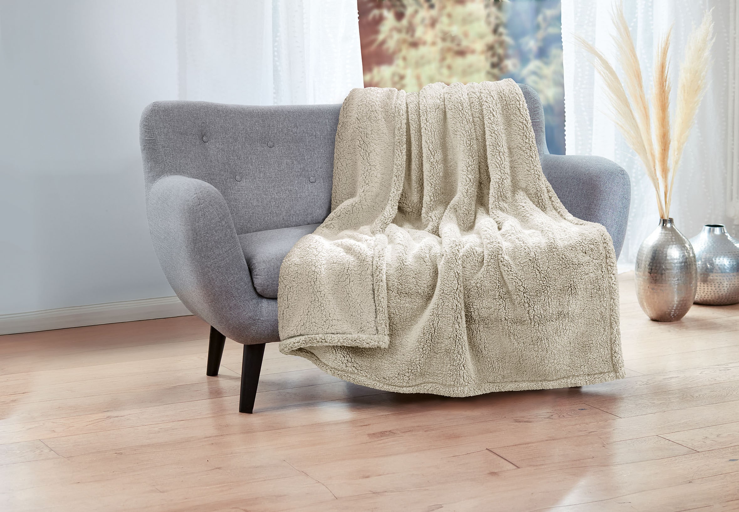 Dekor Wohndecke Sherpa, taupe - Bild 1