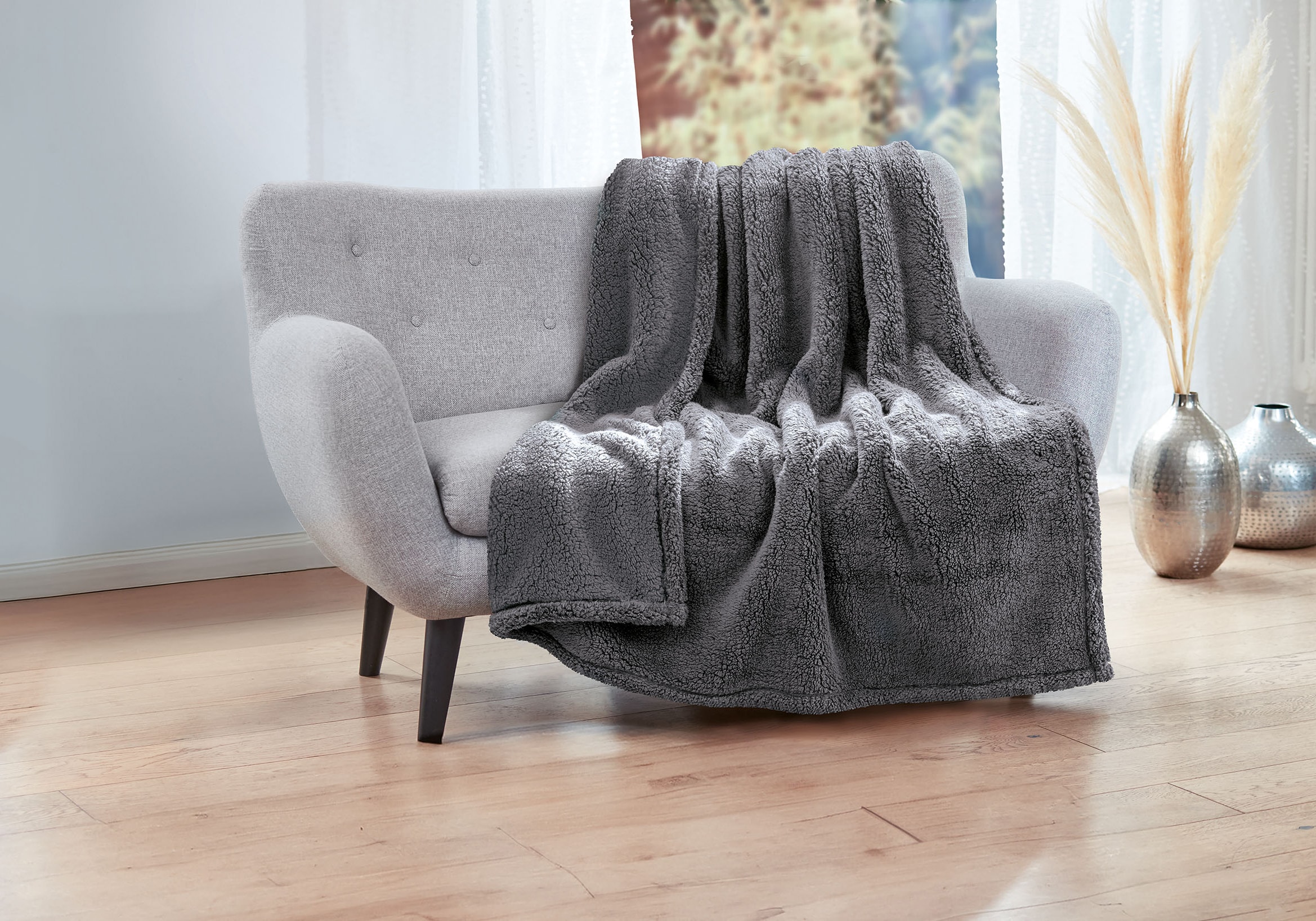 Dekor Wohndecke Sherpa, anthrazit - Bild 1