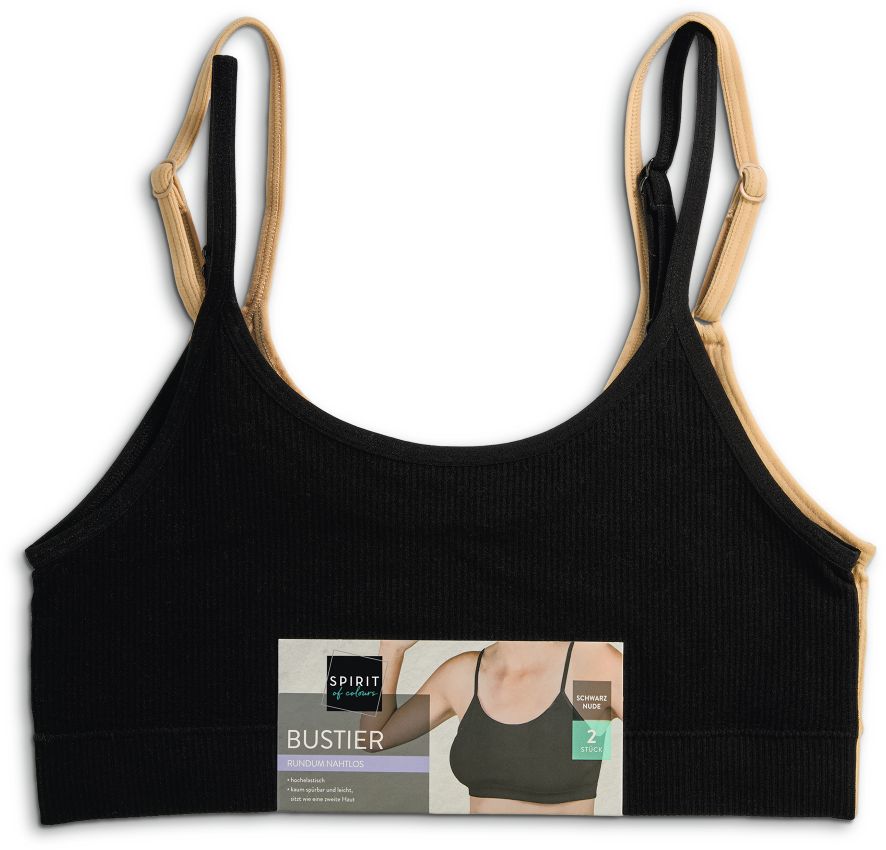 SoC Damen Bustier seamless 2er Gr. S, schwarz/nude - Bild 1