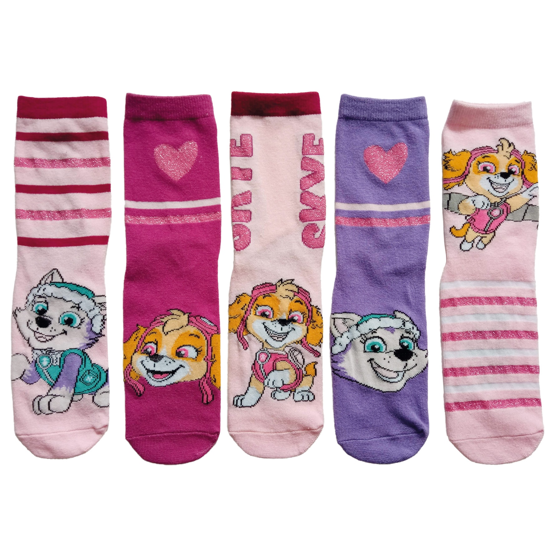 Kinder Lizenz Socken 5er Pack - Paw Patrol Girls Gr. 23/26 - Bild 1