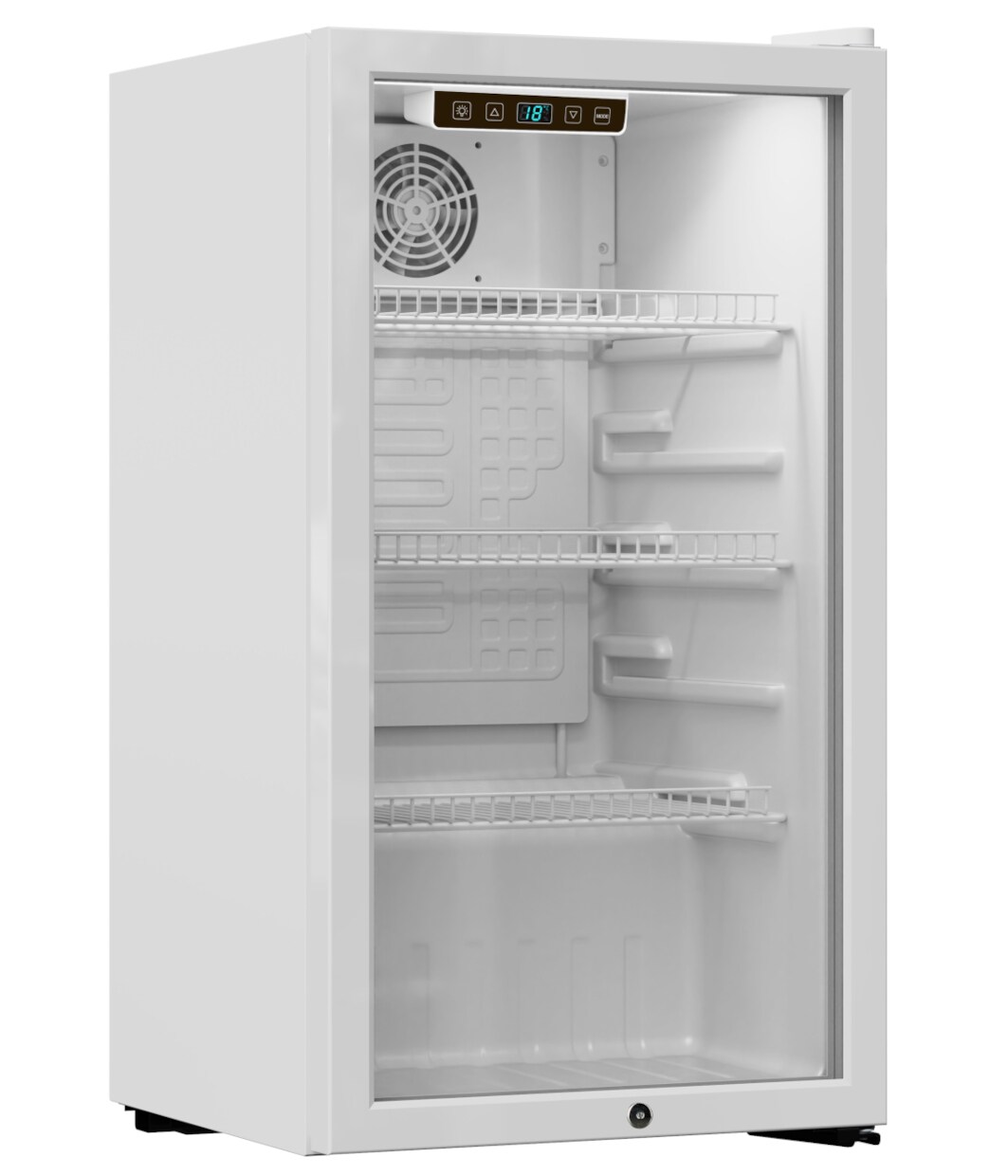 PKM Glast&uuml;rk&uuml;hlschrank GKS83W - Weiss; 89 L Nutzinhalt; EEK: C, Ma&szlig;e (HxBxT in cm)  83,00 x 44,50 x 47,00, inkl. Schloss, blaue LED-Beleuchtung - Bild 1