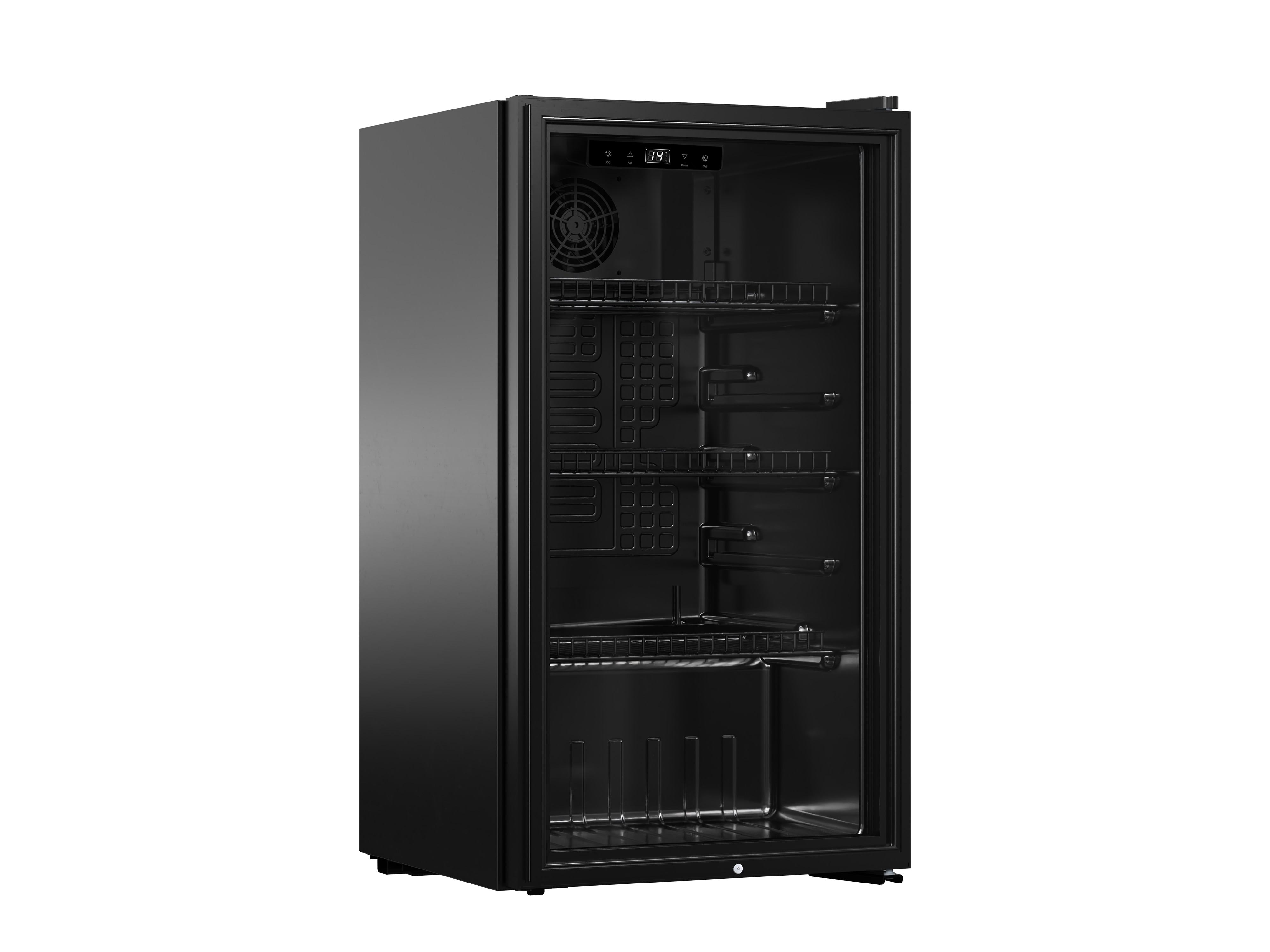 PKM Glast&uuml;rk&uuml;hlschrank GKS83B - Schwarz; 89 L Nutzinhalt; EEK: C, Ma&szlig;e (HxBxT in cm) 83,00 x 44,50 x 47,00, inkl. Schloss, blaue LED-Beleuchtung - Bild 1