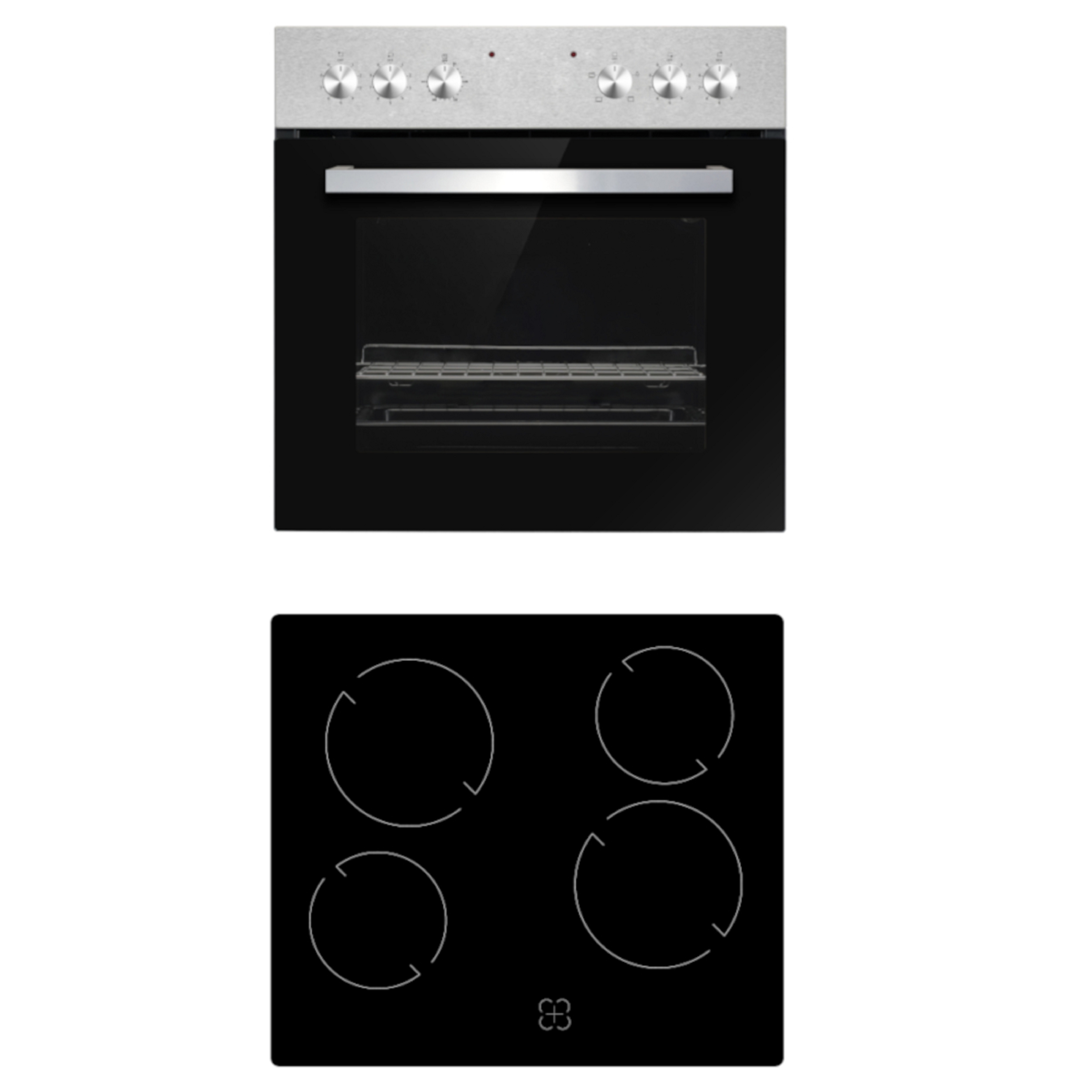 PKM Einbau Herdset EHS4IX - Einbauherdset mit Edelstahlblende; Glaskeramikkochfeld, Backofen 65L mit 5 Funktionen - Bild 1
