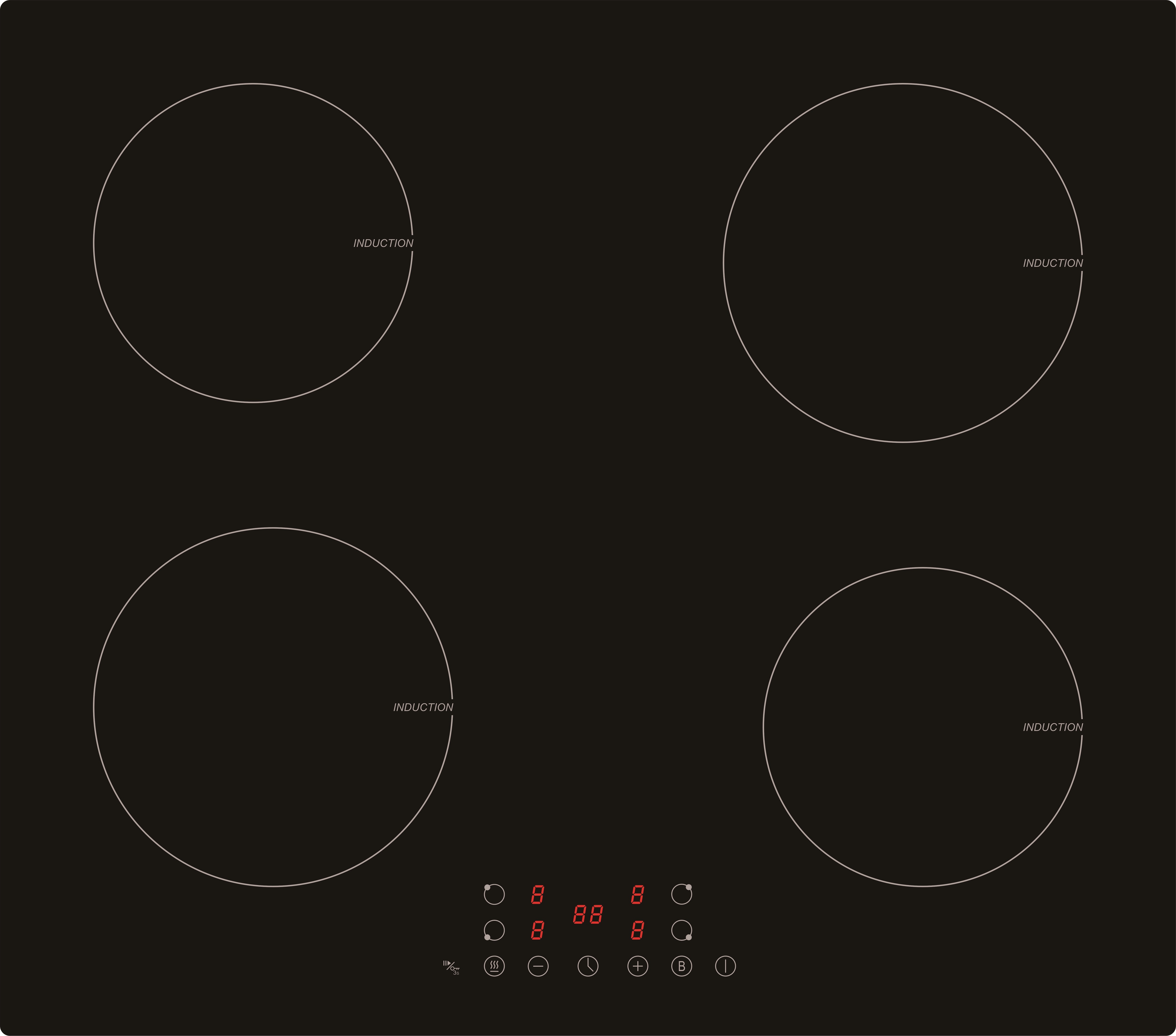 PKM Kochfeld Induktion Glaskeramik IN4BGN - Touch Control Bedienung; Booster, 4 Kochzonen; max. 7360 Watt, Stop & Go, Timer - Bild 1