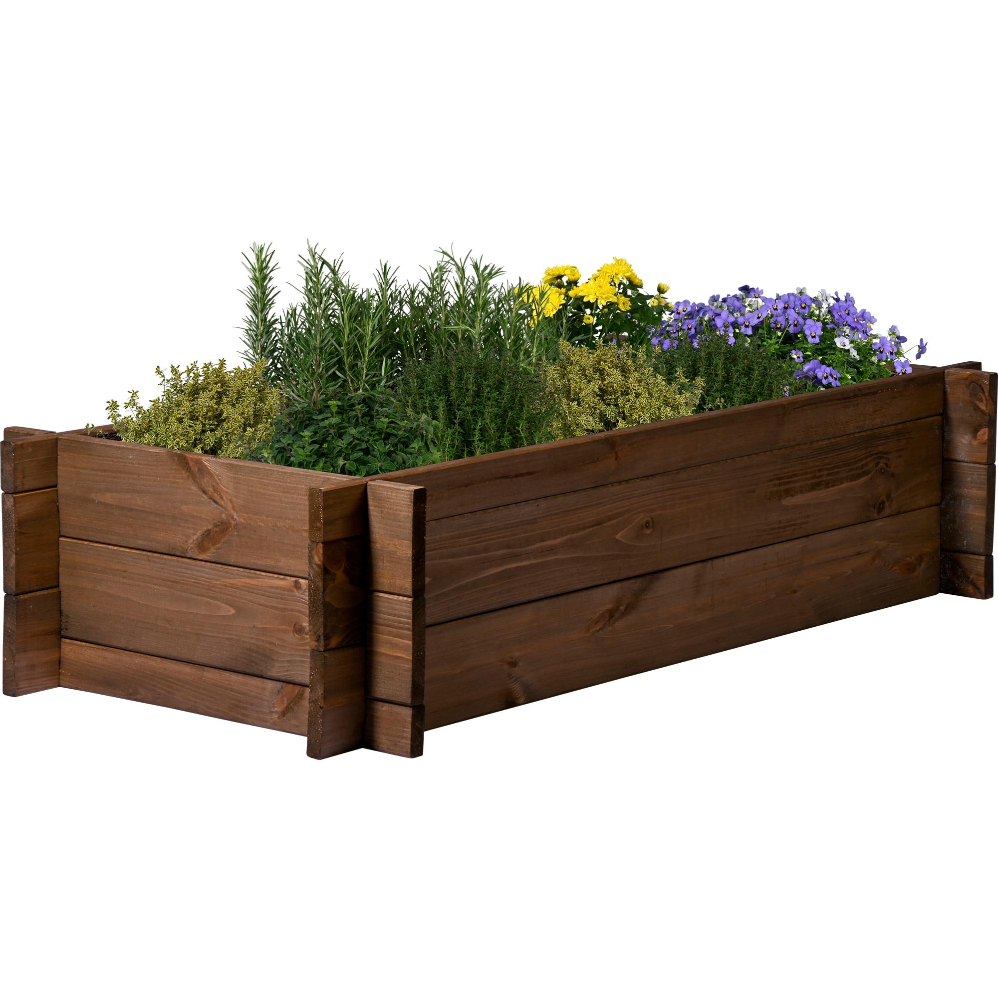 dobar Hochbeet mit Stecksystem, Pflanzkasten aus Massivholz, 117x58,5x27,5 cm, dunkelbraun, Kiefer - Bild 1