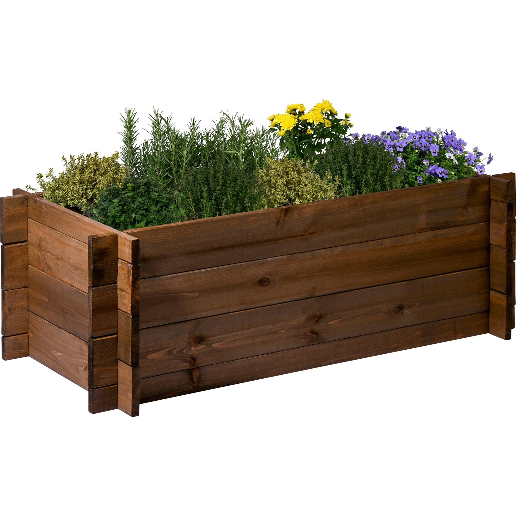 dobar Hochbeet mit Stecksystem, Pflanzkasten aus Massivholz, 117×58,5×38,5 cm, dunkelbraun, Kiefer | 04055894584057