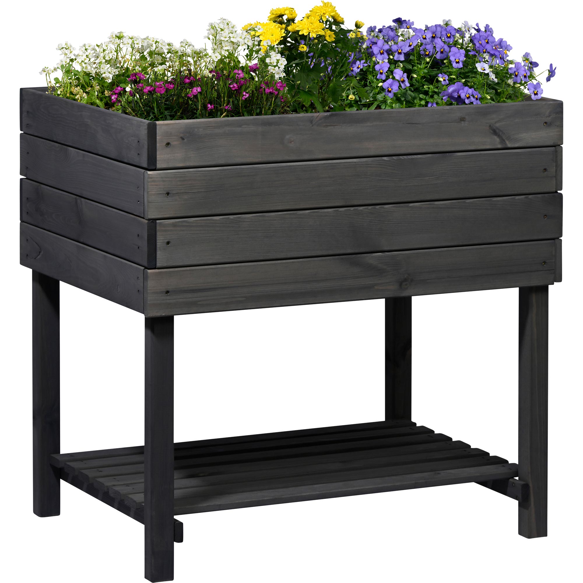 dobar Hochbeet Kubus 2.0 mit Ablage und Pflanzfolie, Anthrazit - Bild 1