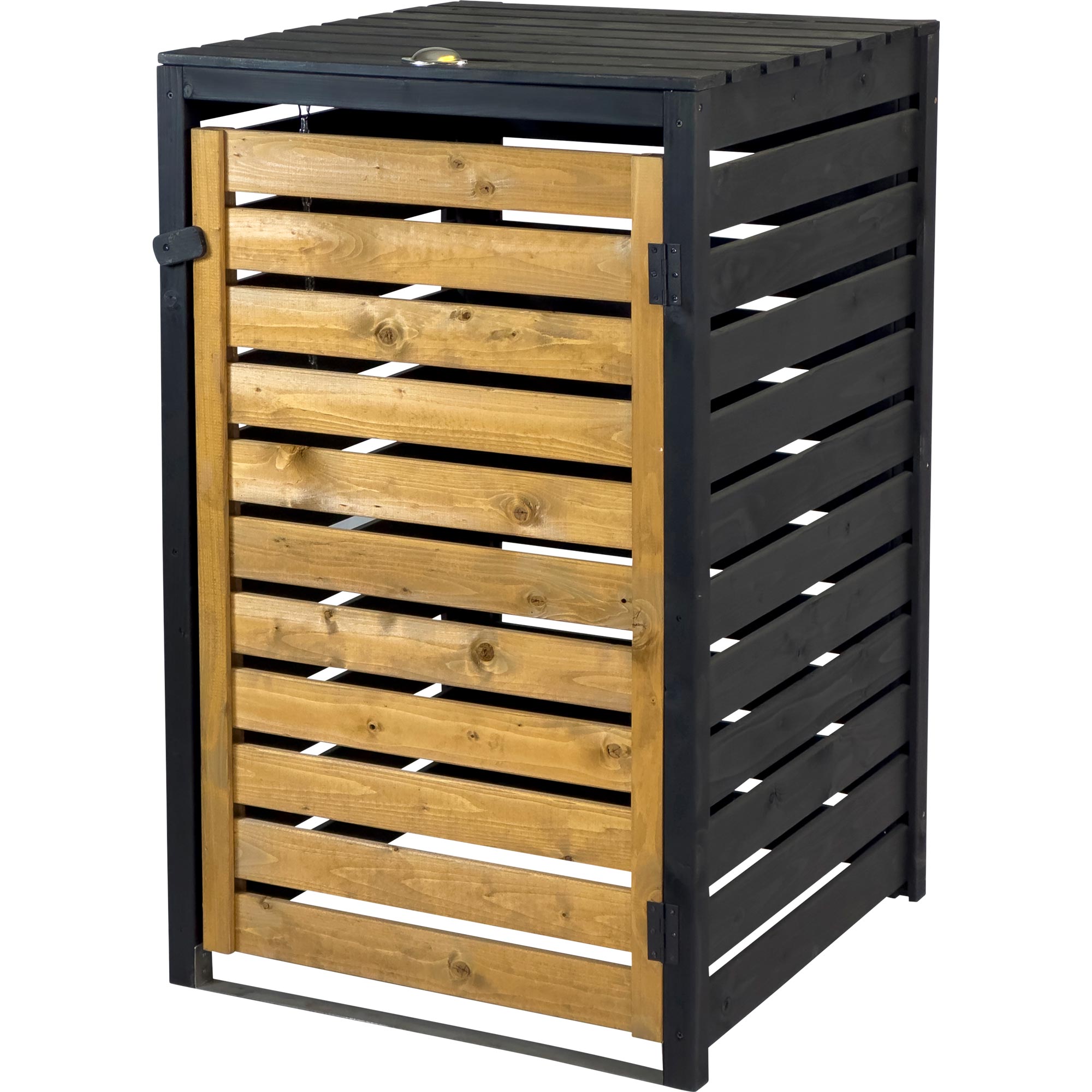 dobar M&uuml;lltonnenverkleidung 120 L, schwarz-braun - Bild 1