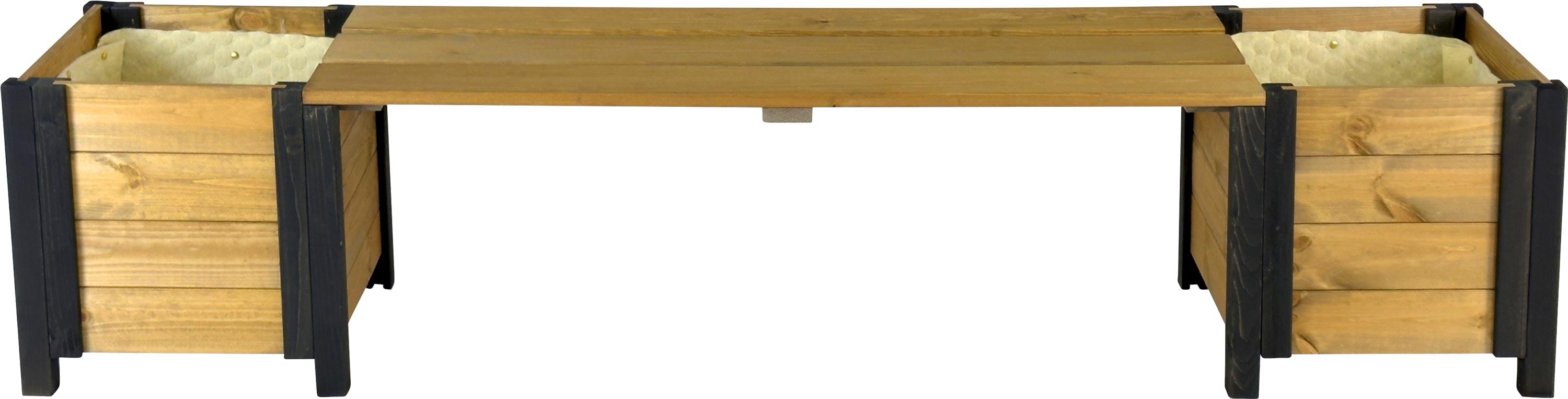 dobar Gartenbank "Svenja" mit Blumenk&auml;sten und Schafswolle, Schwarz-Braun - Bild 1