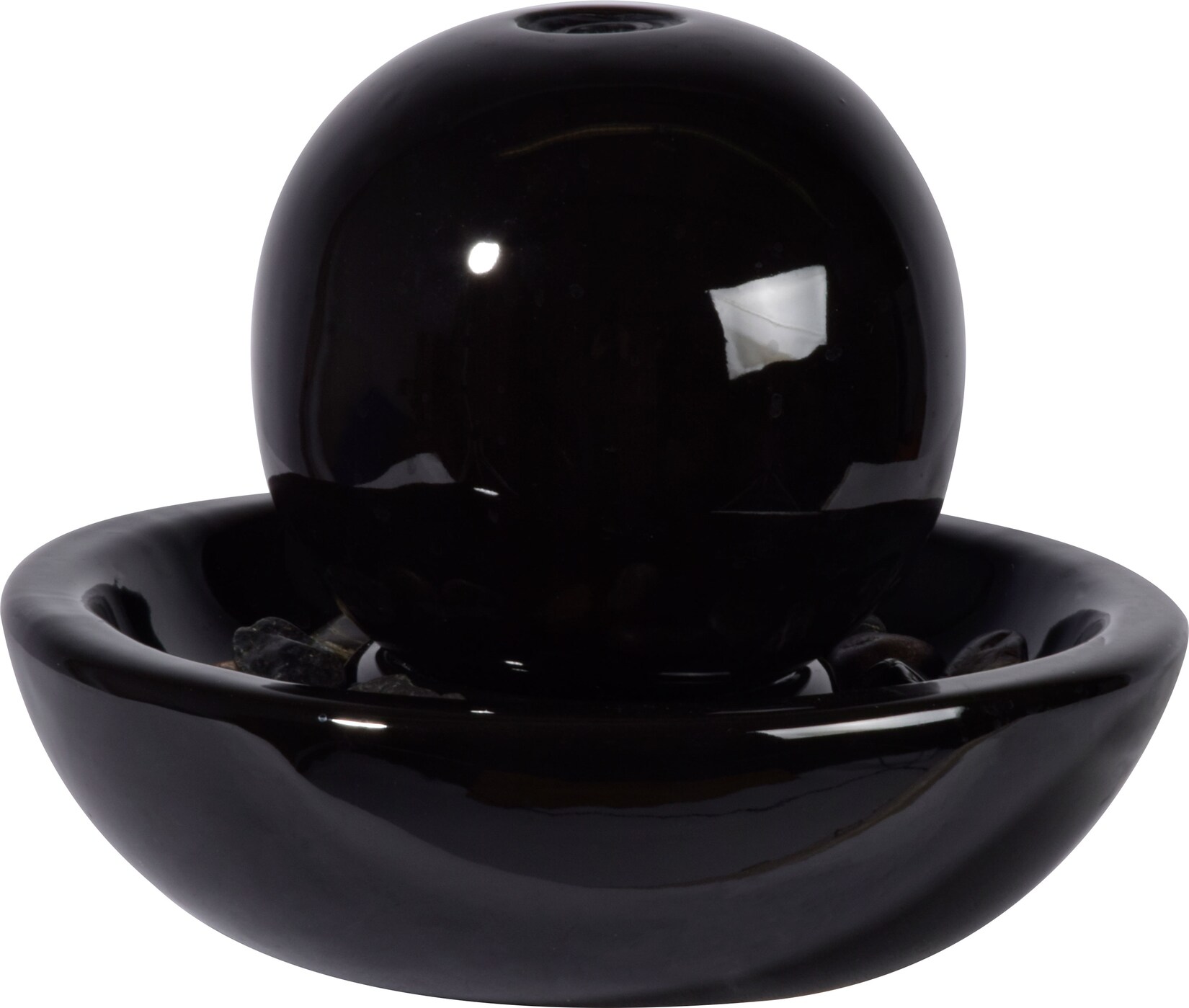 dobar Design Keramik Zimmerbrunnen Kugel, Schwarz