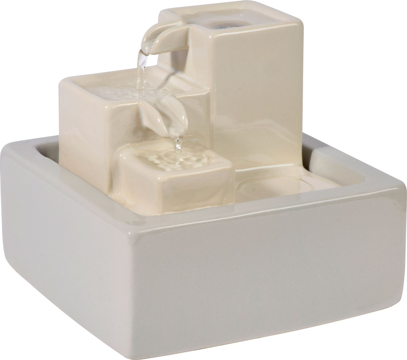 dobar Design Keramik Zimmerbrunnen dreistufig, Weiß | 04055894964163