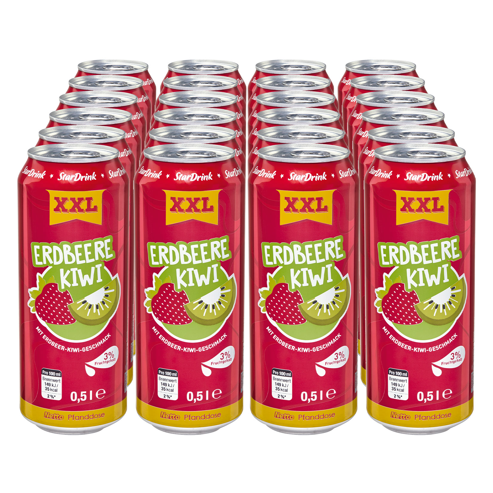 Stardrink Limonade Erdbeere-Kiwi Geschmack 0,5 Liter Dose, 24er Pack - Bild 1