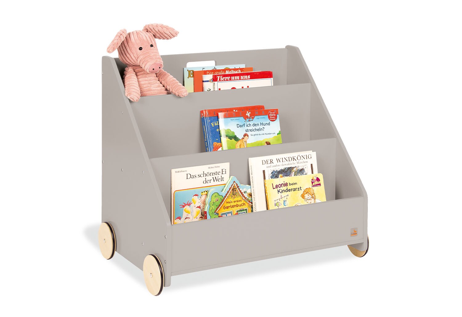 PINOLINO Kinder-Bücherregal mit Rollen Lasse – grau