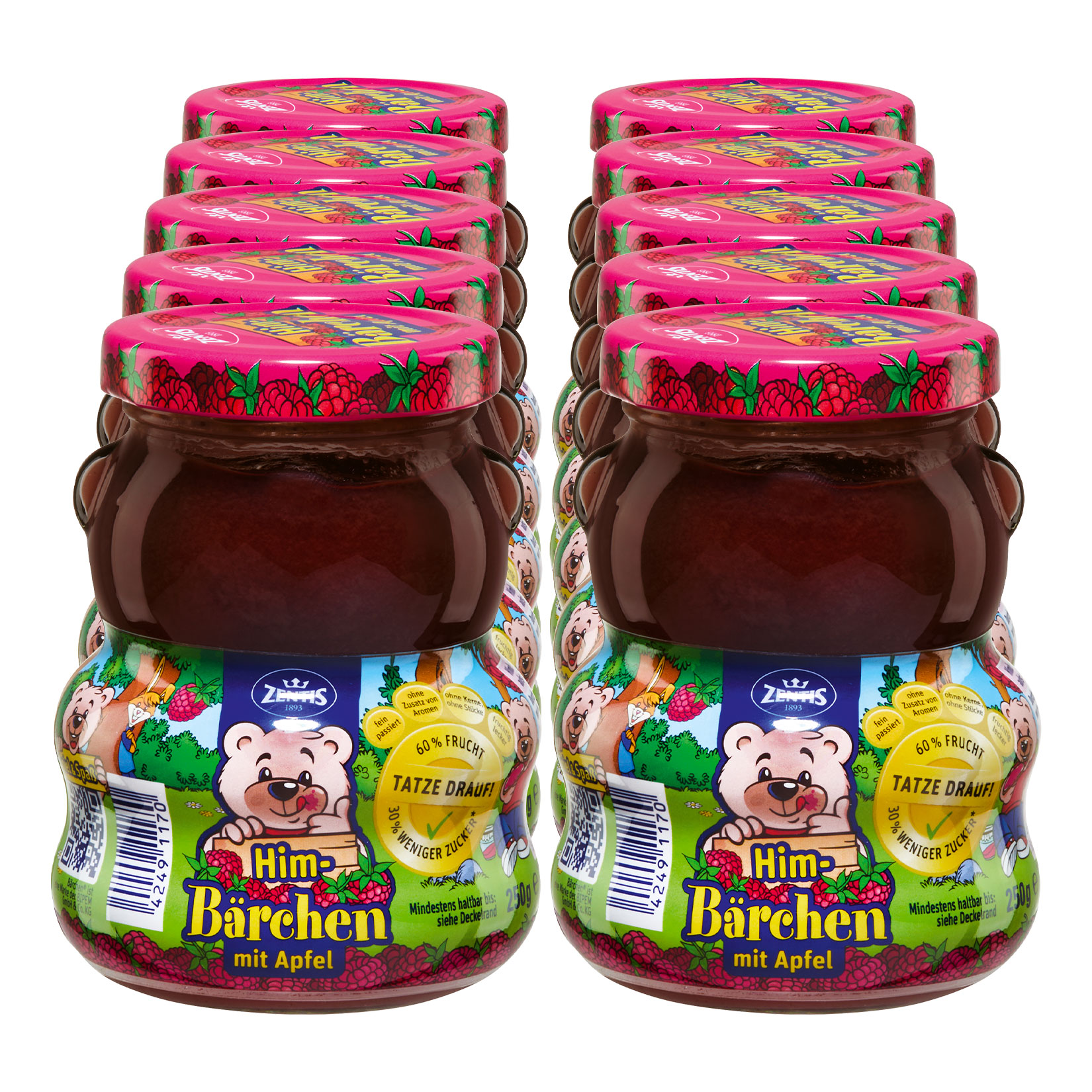 Zentis Himb&auml;rchen Himbeer-Apfel Fruchtaufstrich 250 g, 10er Pack - Bild 1