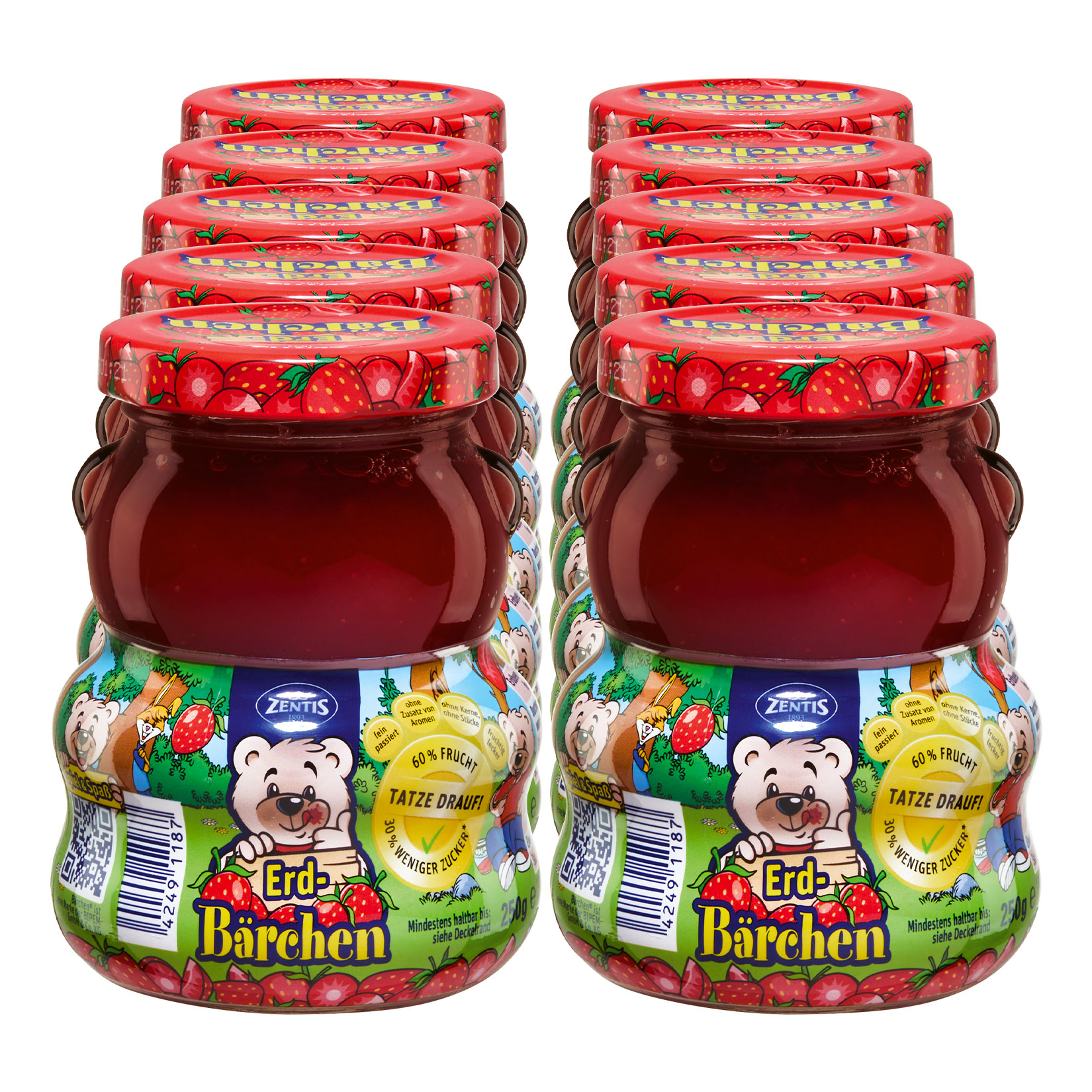 Zentis Erdb&auml;rchen Erdbeeren Aufstrich 250 g, 10er Pack - Bild 1