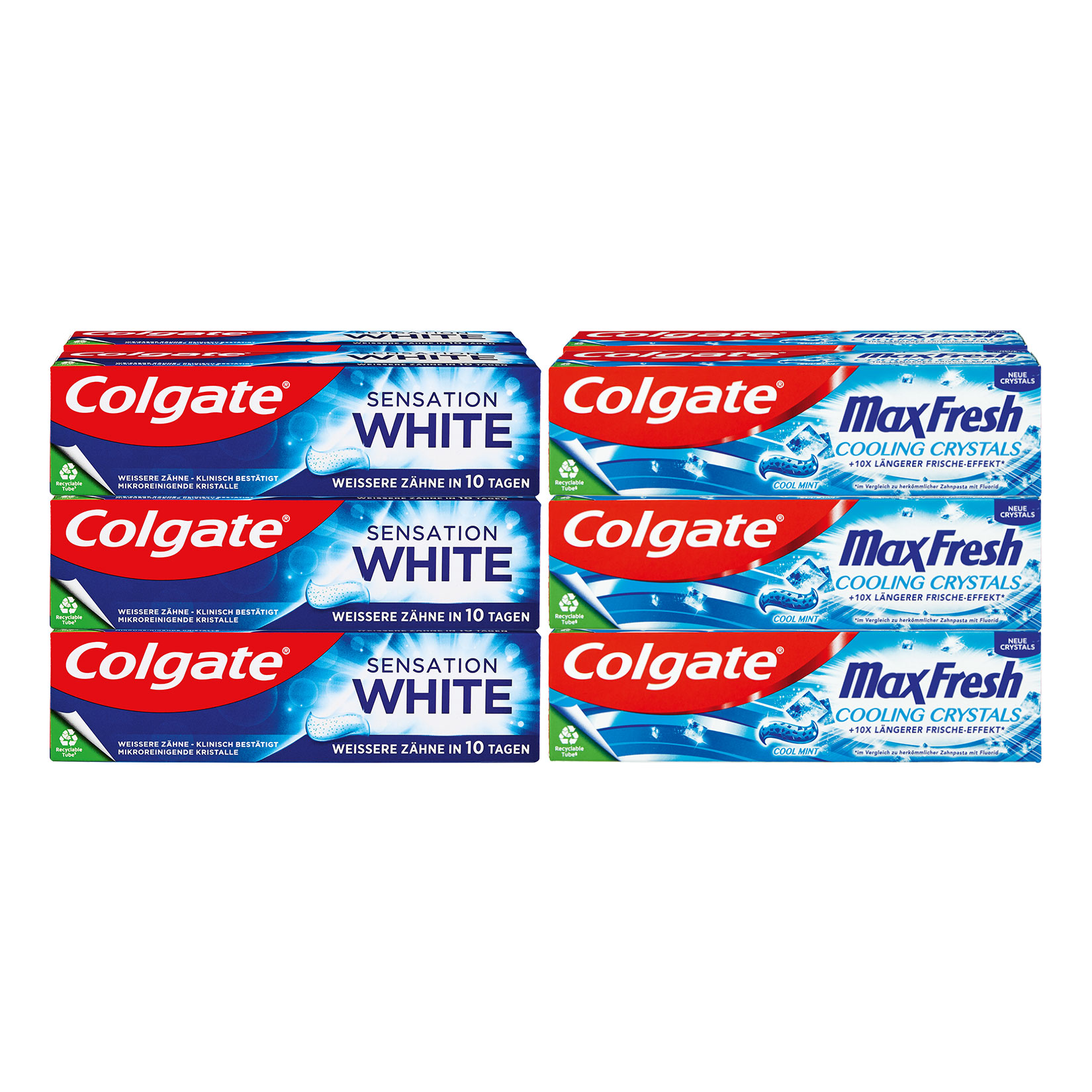 Colgate Mixkarton Sensation White & Max Fresh Cooling Crystals 300 ml, 12er Pack - Bild 1