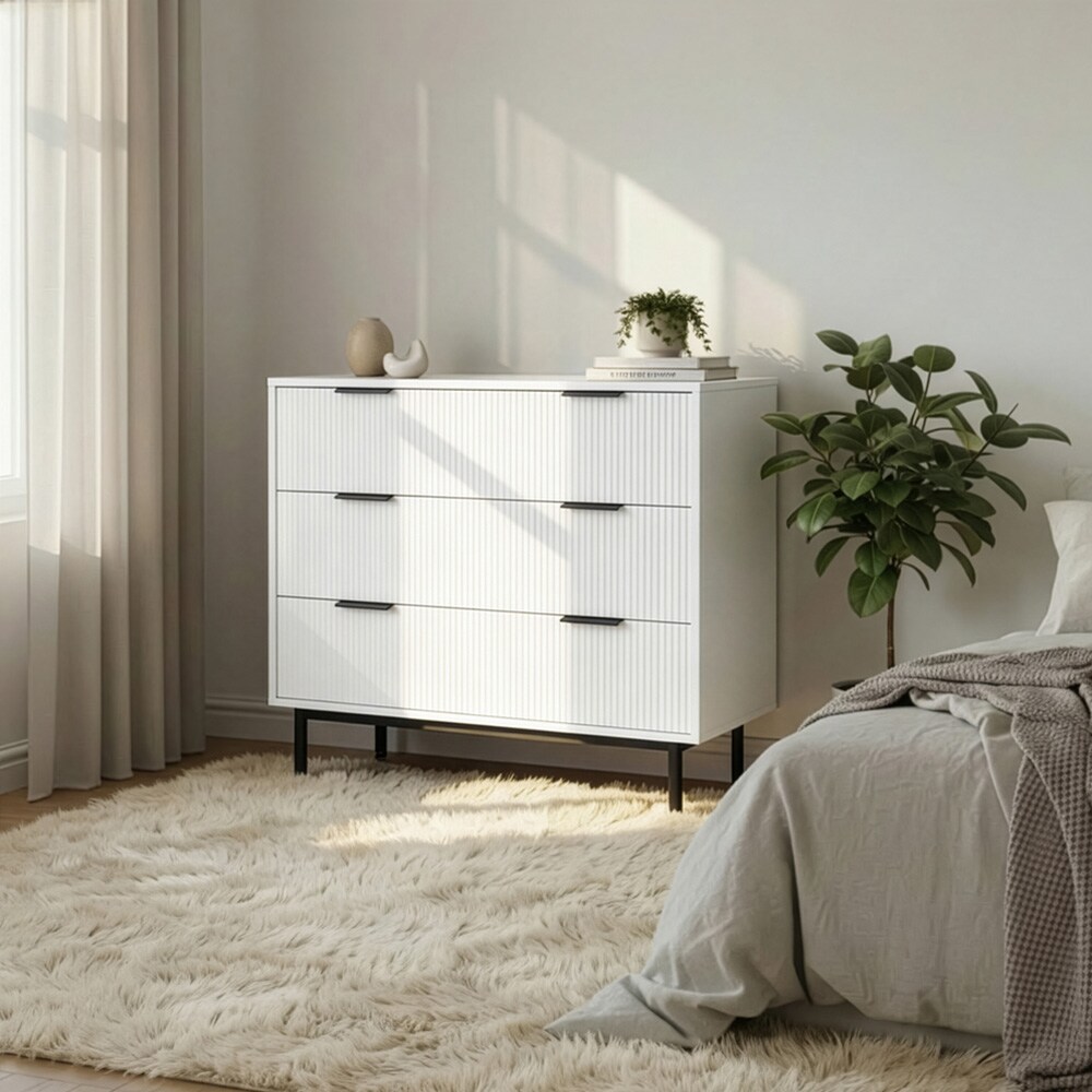 Home Deluxe Kommode NYLA Weiß – 90 x 80 cm | 04058166437259