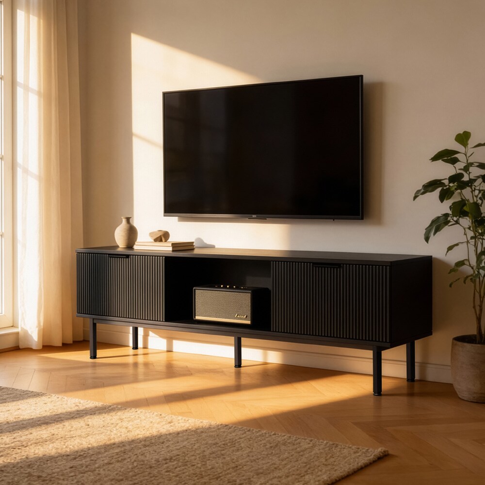 Home Deluxe TV-Schrank NYLA Schwarz – 160 x 43 cm | 04058166437303