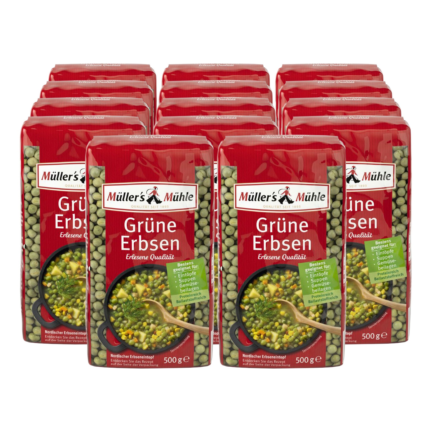 Gr&uuml;ne Erbsen Gr&uuml;ne Erbsen 500 g, 14er Pack - Bild 1