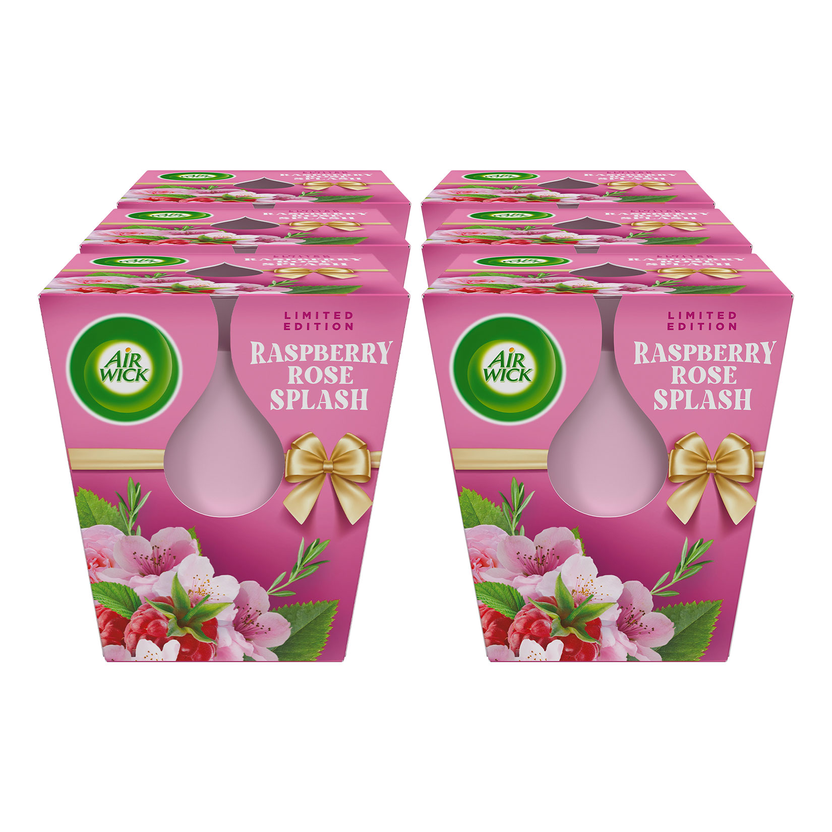 AirWick Duftkerze Raspberry Rose Splash 220 g, 6er Pack - Bild 1