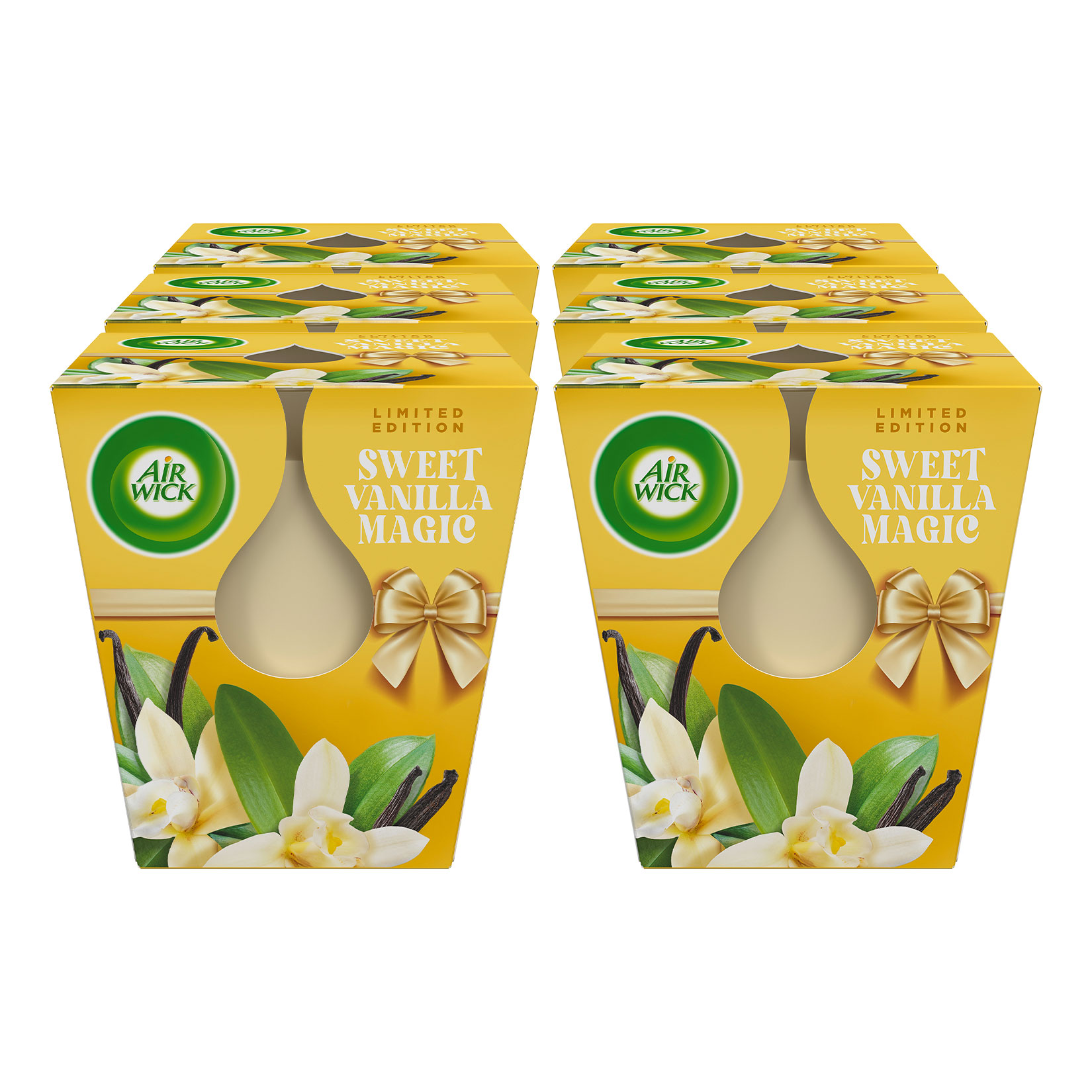 AirWick Duftkerze Sweet Vanilla Magic 220 g, 6er Pack - Bild 1