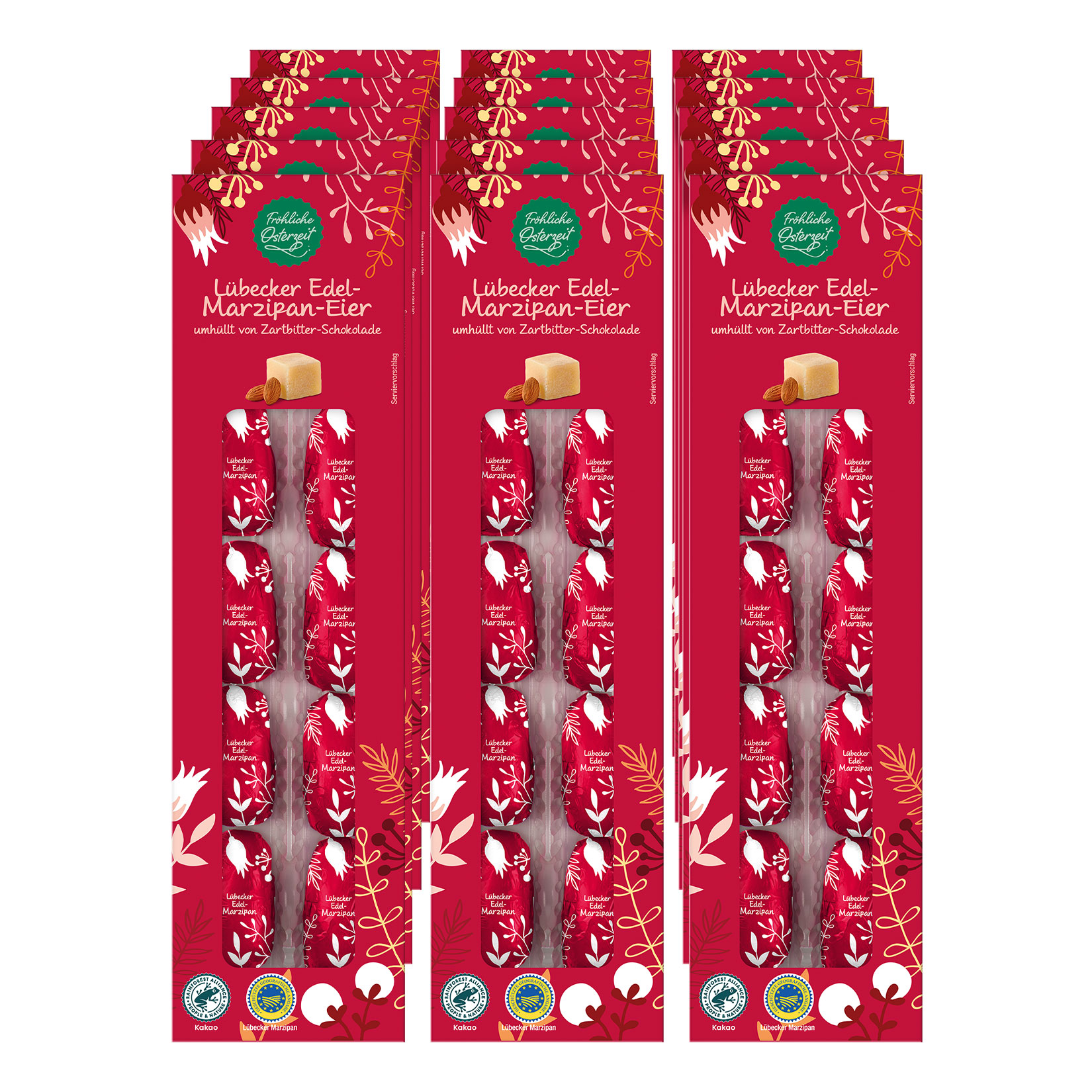 Fr&ouml;hliche Osterzeit L&uuml;becker Edel-Marzipan Eier g.g.A. 125 g, 15er Pack - Bild 1