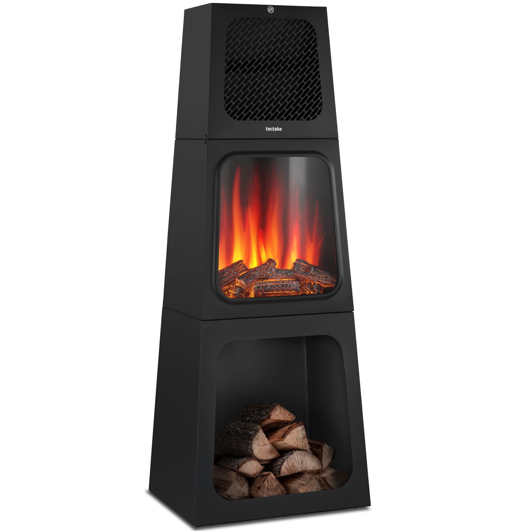 tectake&reg; Elektrokamin, 2 Leistungsstufen mit 900 W und 1800 W, pulverbeschichteter Stahl, integriertes Thermostat - Bild 1