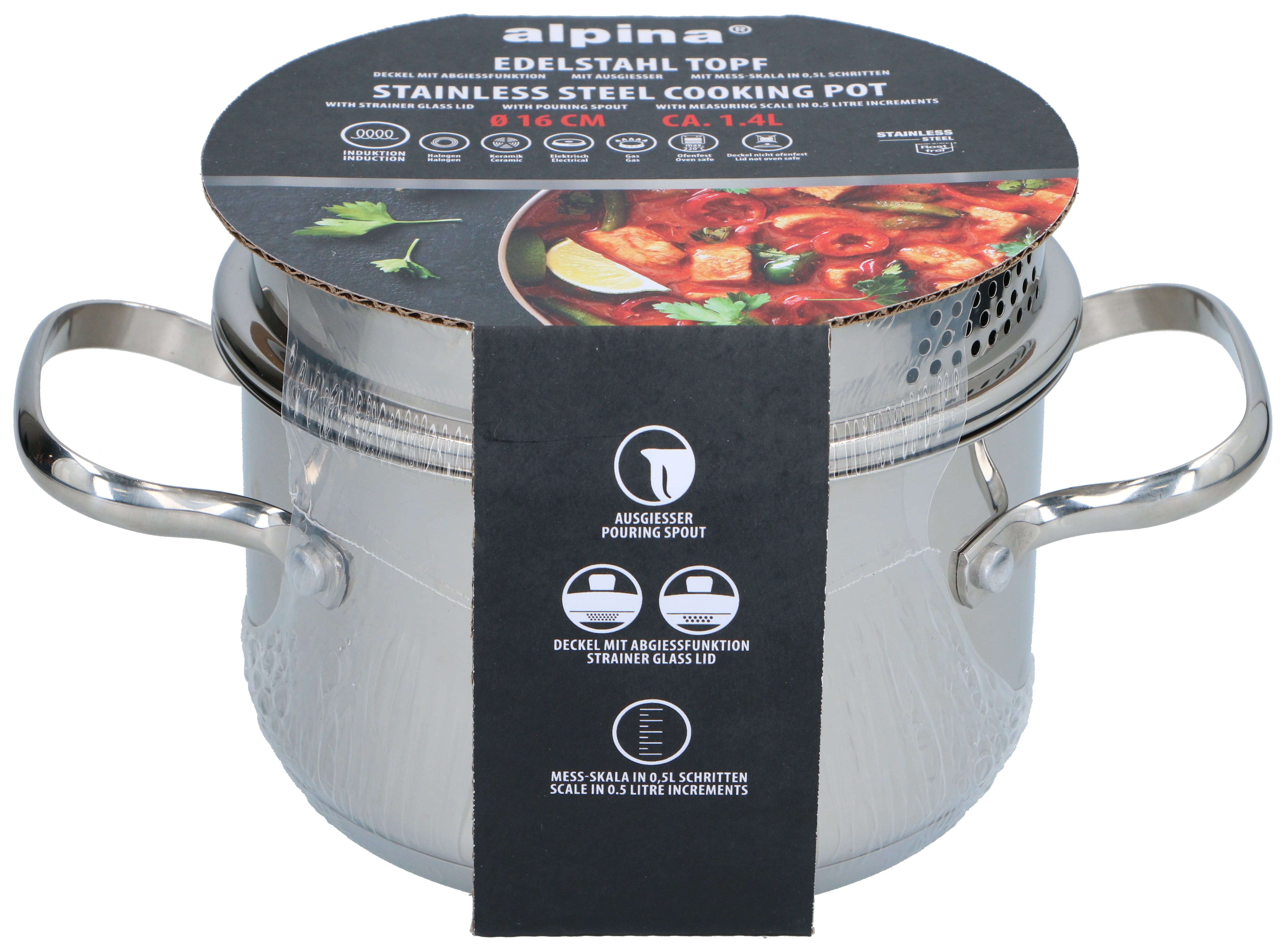 Alpina Edelstahl Kochtopf 16 cm - Bild 1