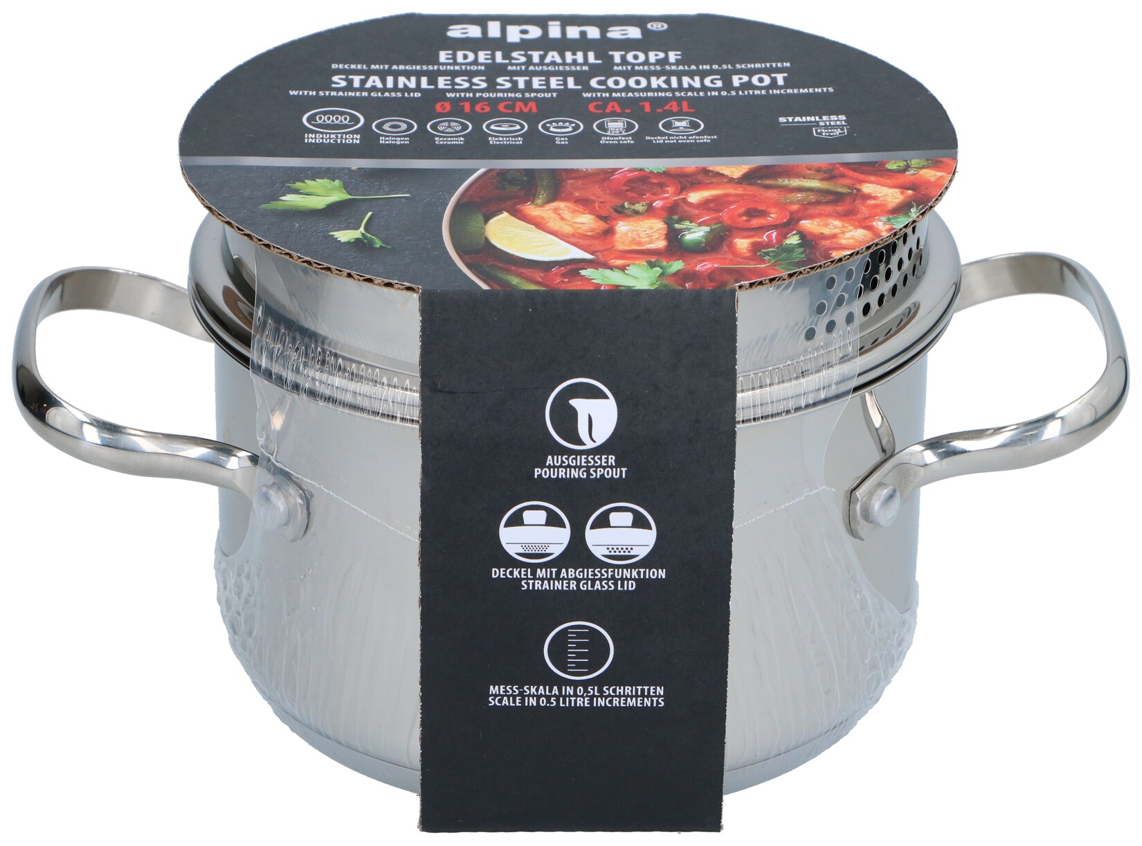 Alpina Edelstahl Kochtopf 16 cm | 08711292212041