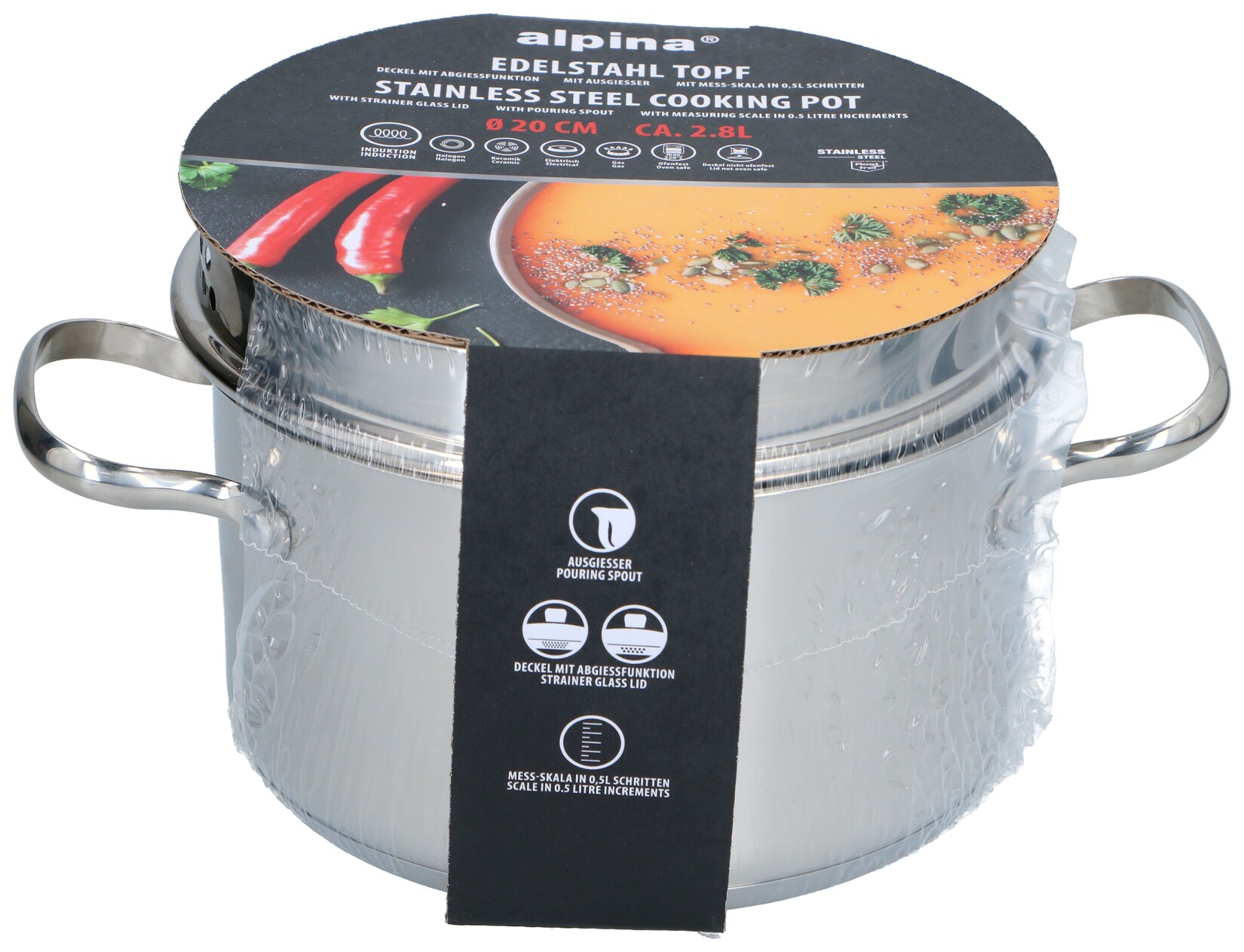 Alpina Edelstahl Kochtopf 20 cm | 08711292212010