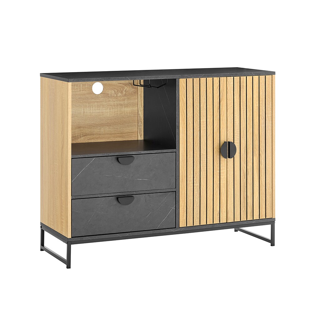 SoBuy Sideboard mit 2 Schubladen Holzfarbe 107x40x85,4cm Industriell