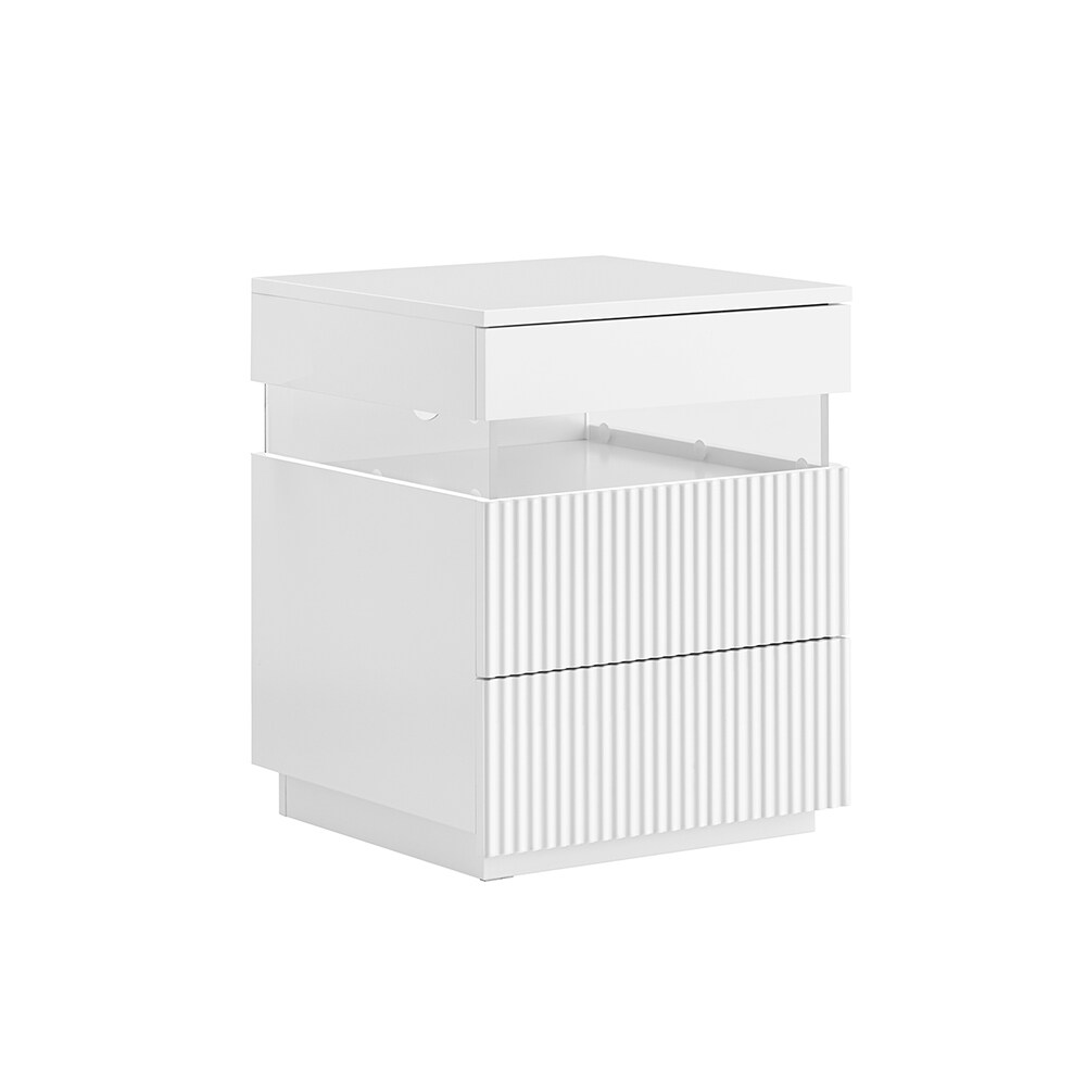 SoBuy Nachttisch mit 3 Schubladen Weiß 41x40x52cm Modern | 04251388642986