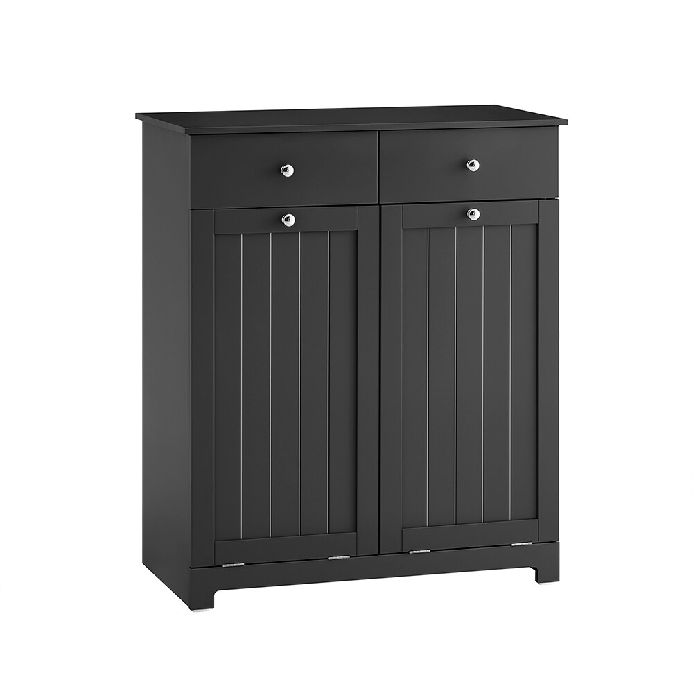 SoBuy Wäscheschrank mit 2 Schubladen Schwarz 78×38,5×90,5cm Nordisch | 04251388642894