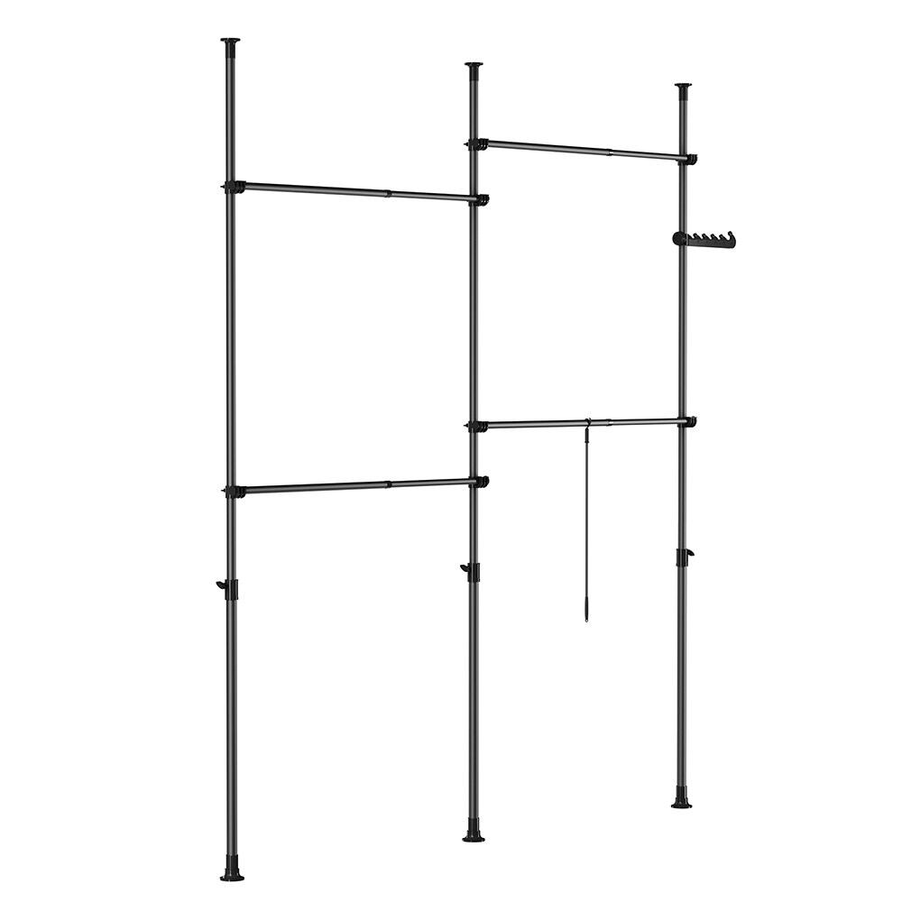 SoBuy Garderobenständer verstellbar Schwarz 145x9x227cm Funktional